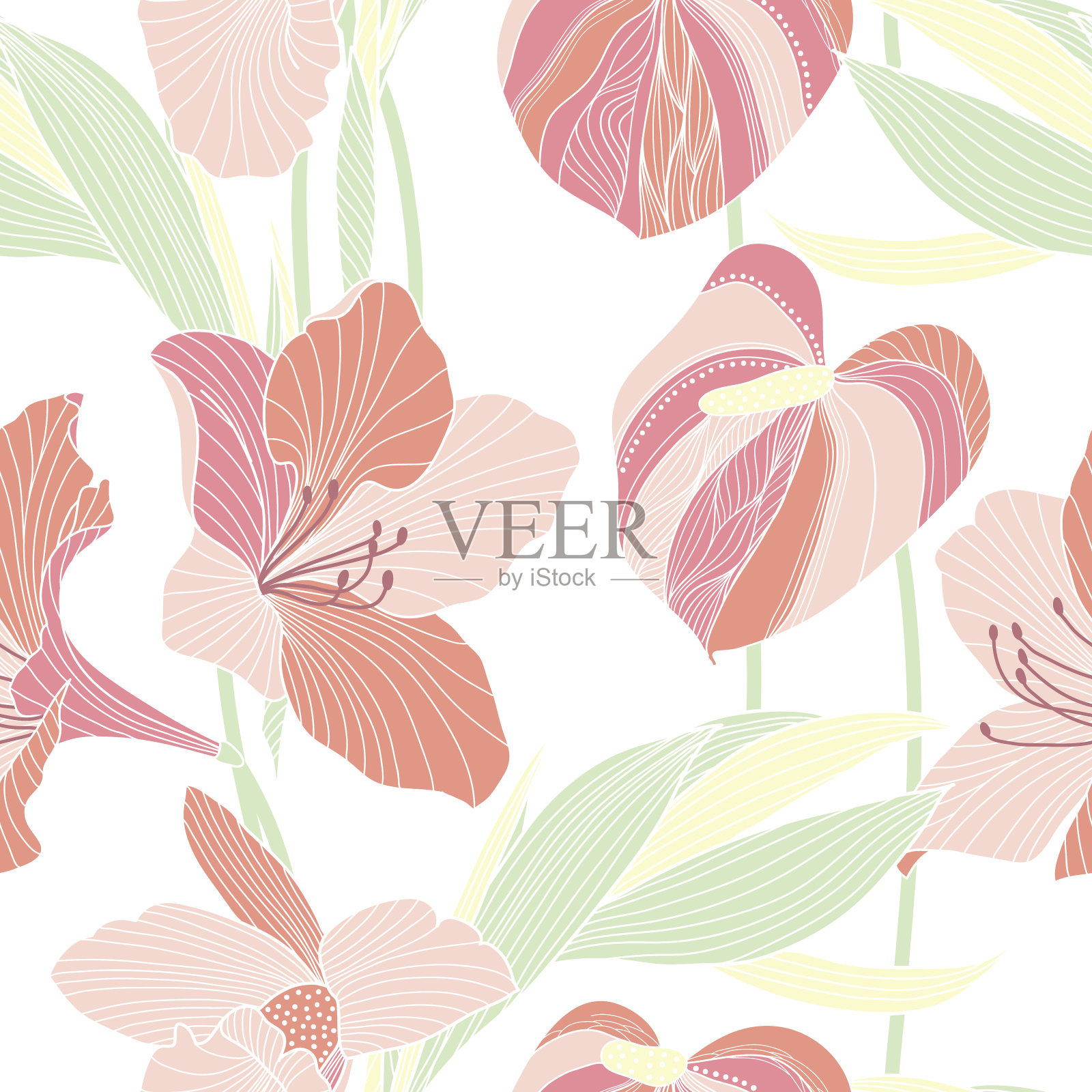 无缝的花卉图案插画图片素材