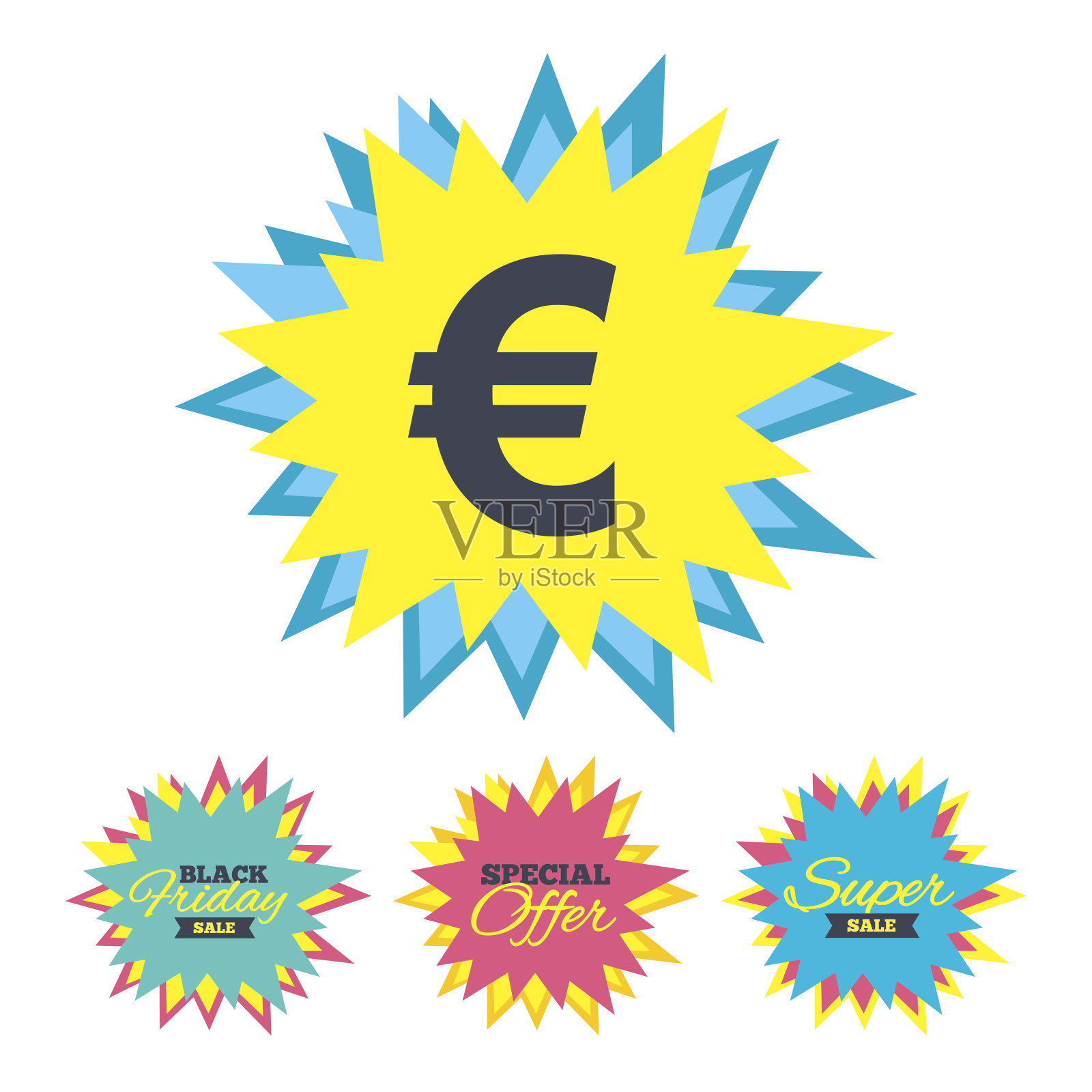 欧元符号图标。欧元货币符号。设计元素图片