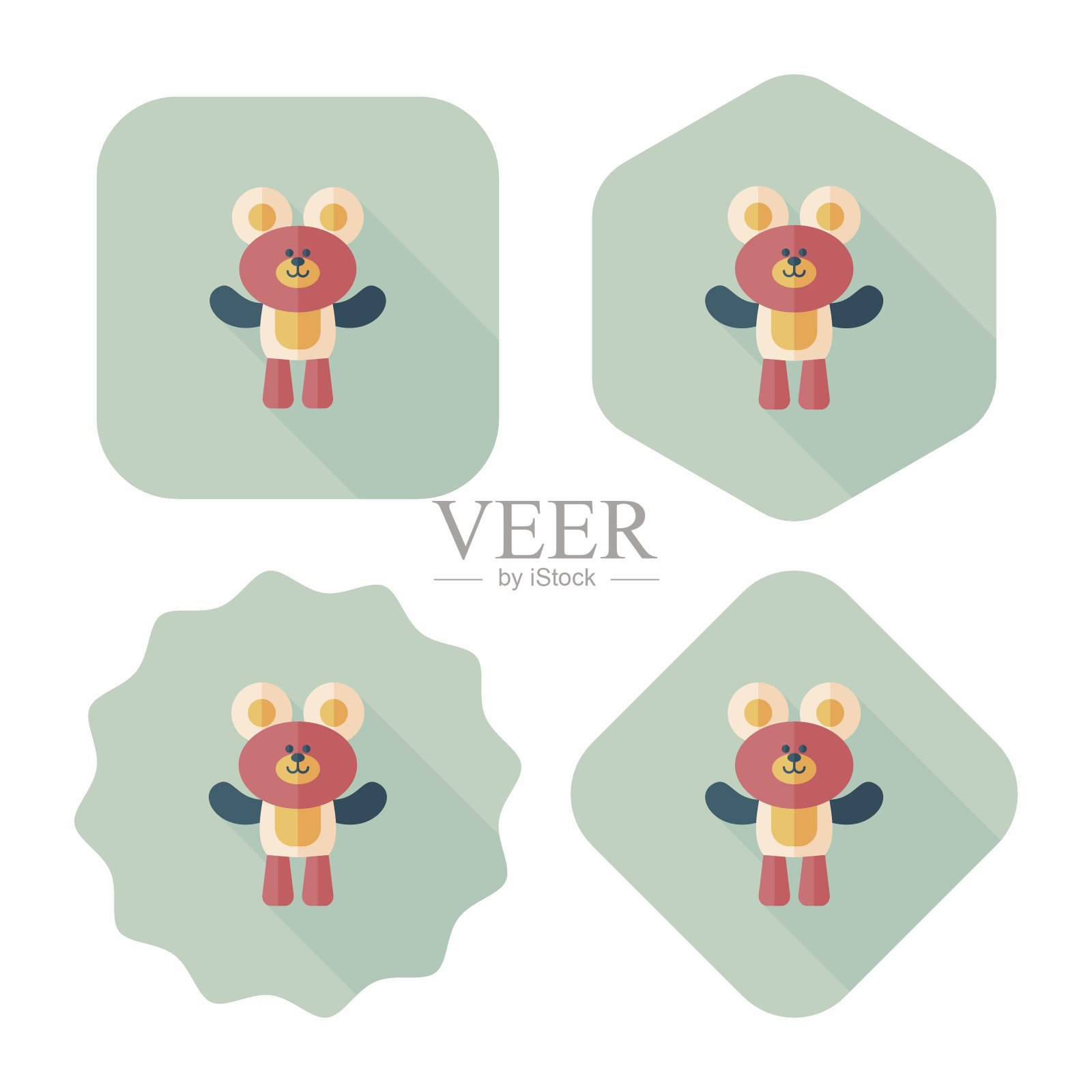 泰迪熊的长影子图标,eps10插画图片素材