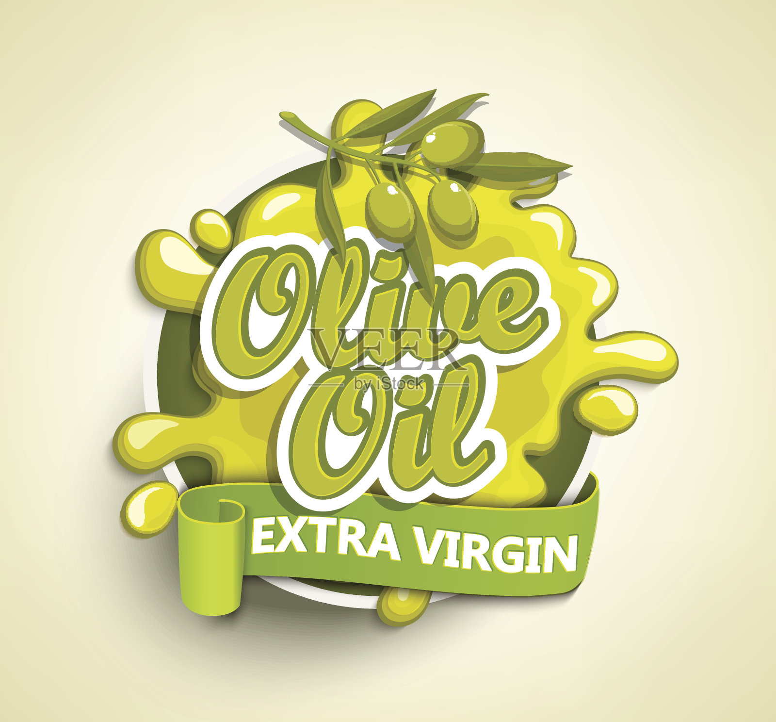 橄榄油特级初榨标签。插画图片素材