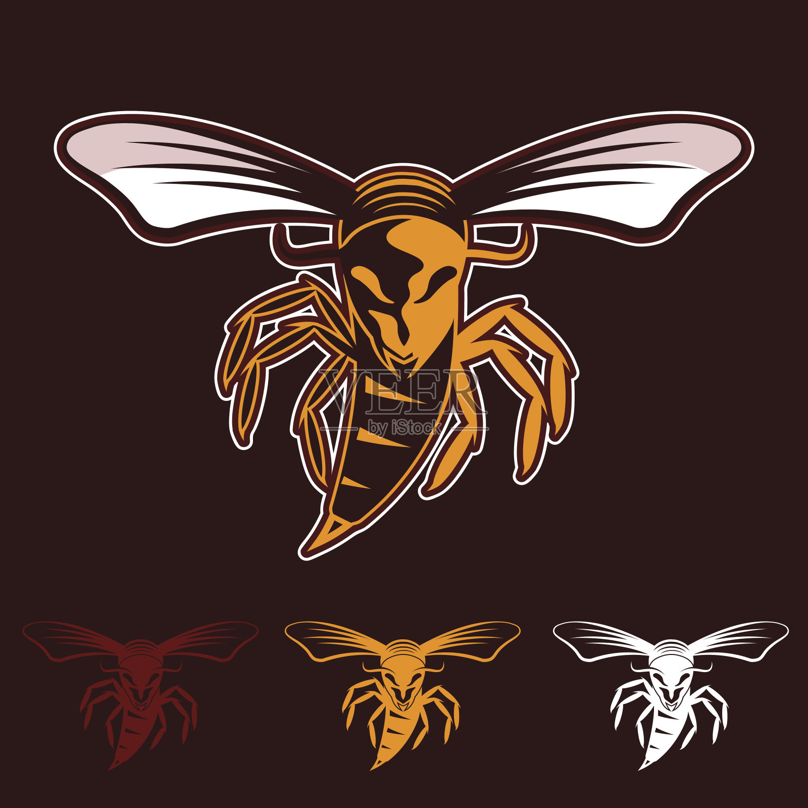 有攻击性的蜜蜂或黄蜂吉祥物插画图片素材