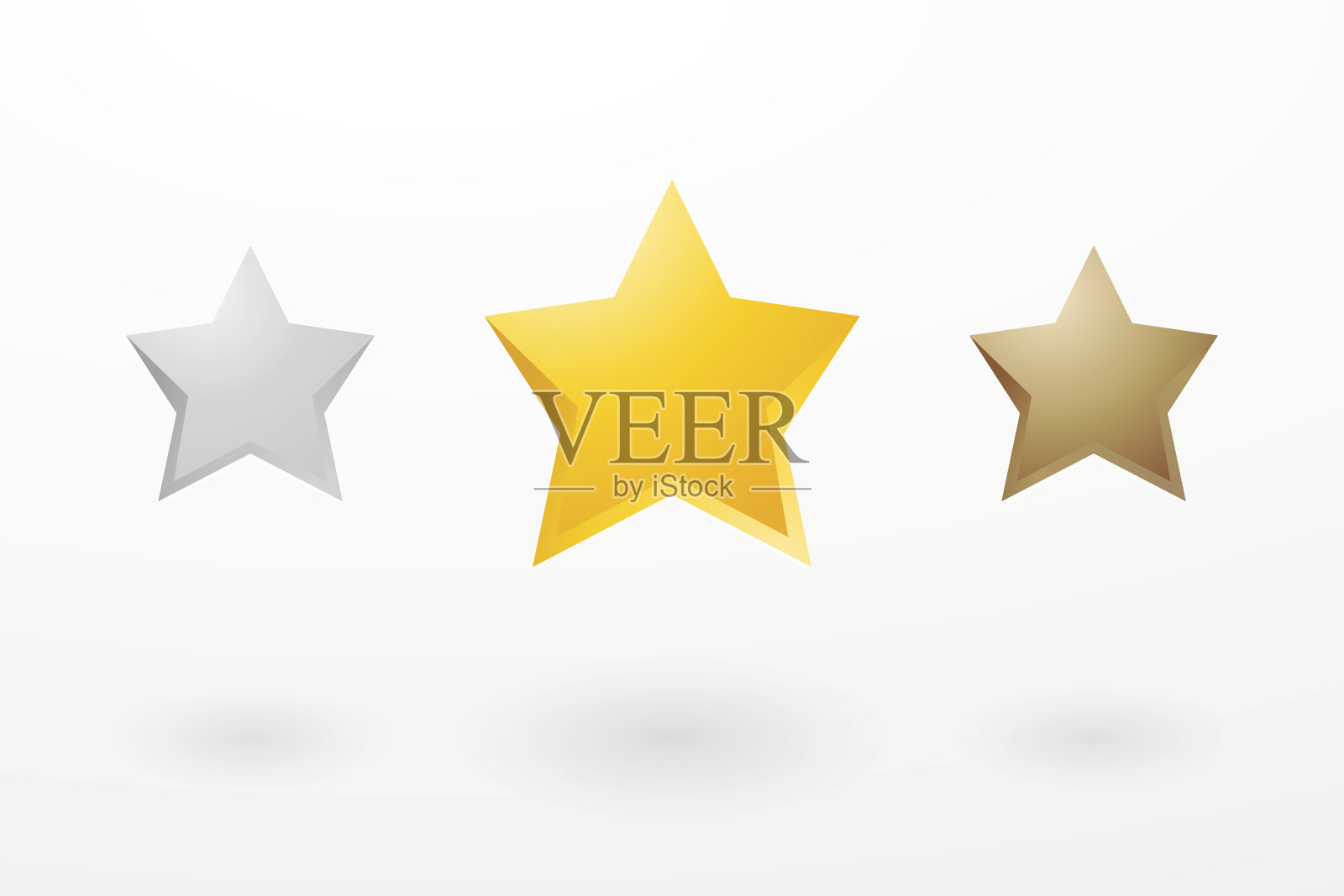 三颗金属色的星星插画图片素材