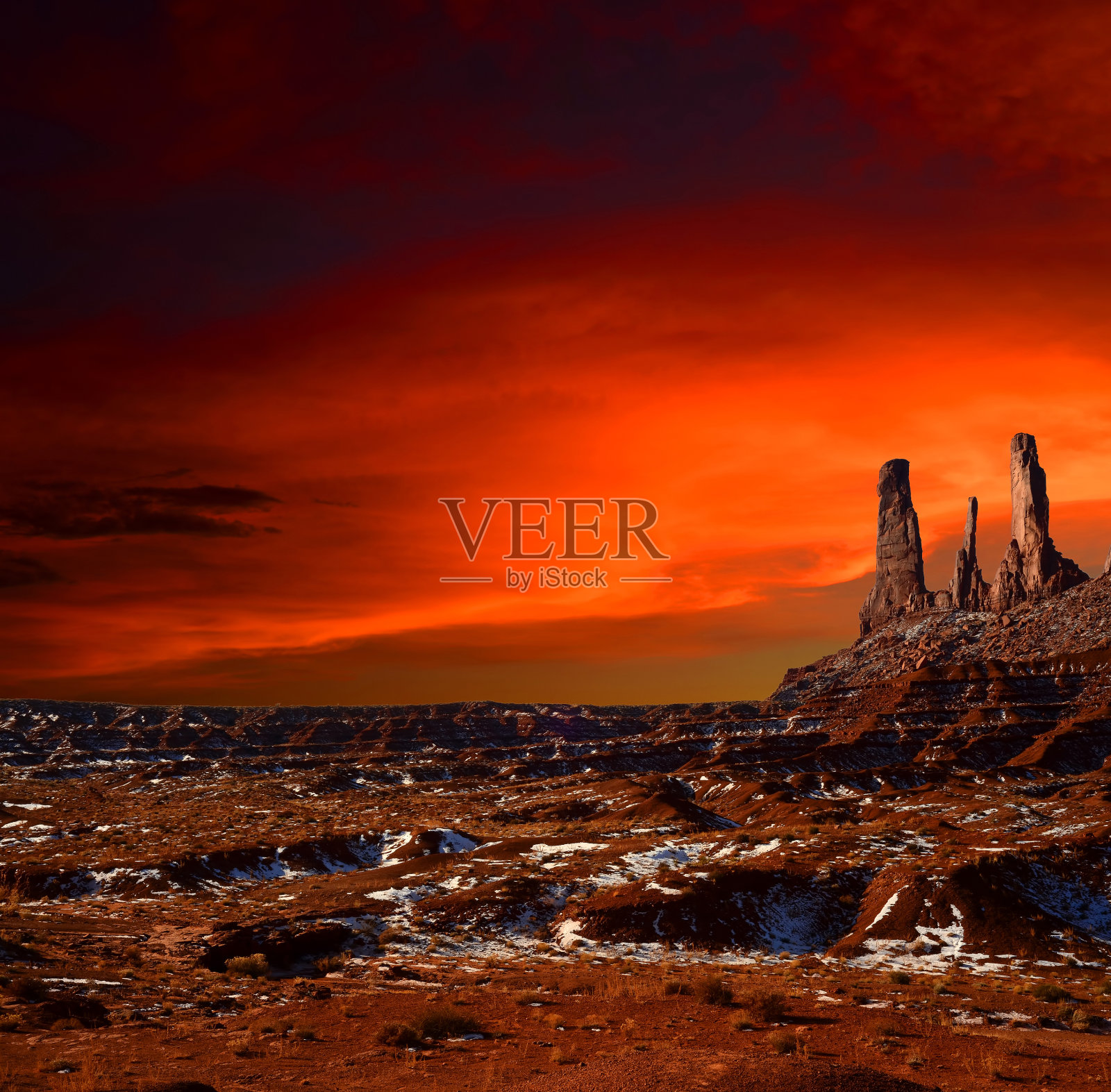 纪念碑谷亚利桑那州日落照片摄影图片