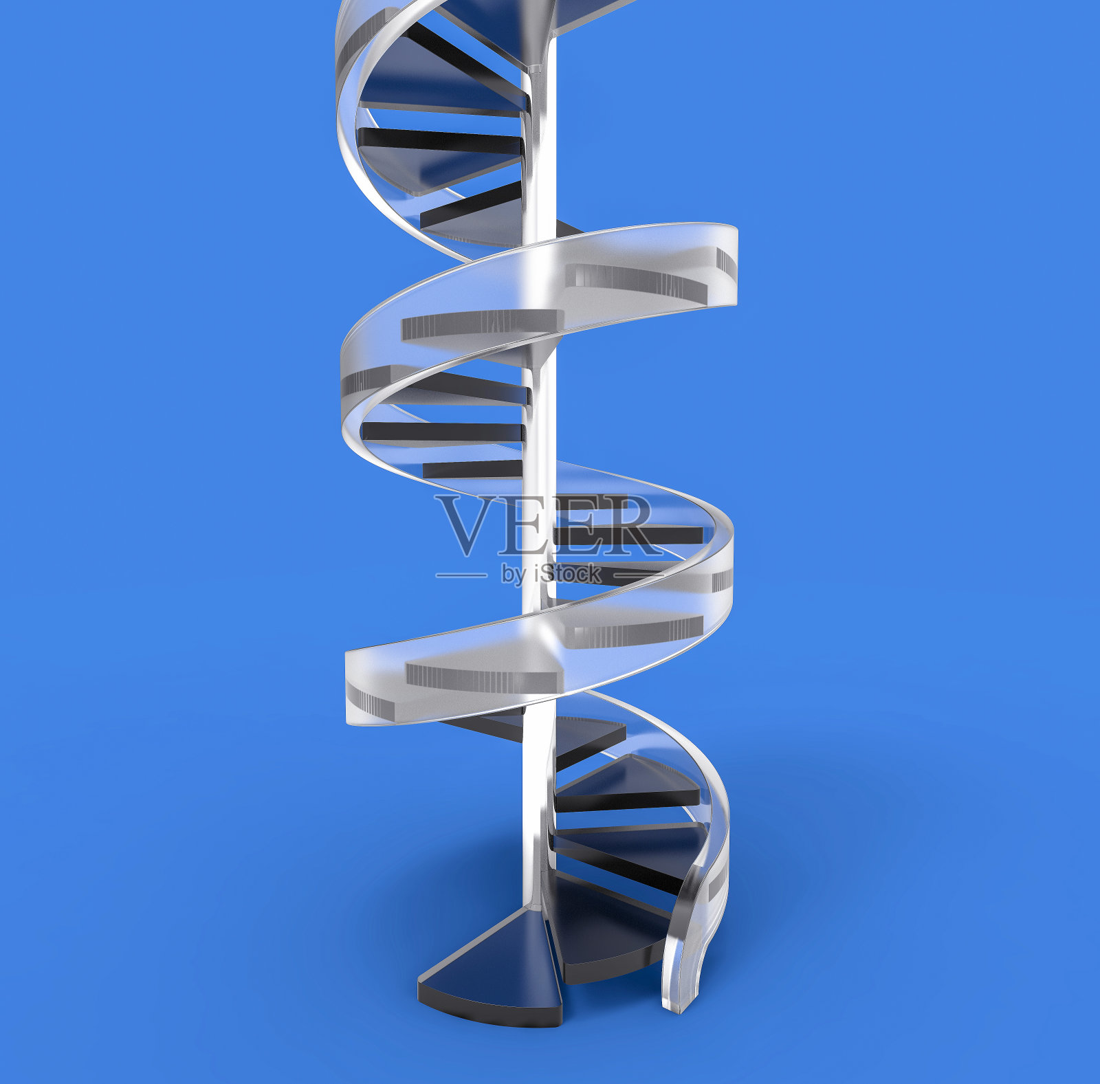 3D孤立螺旋楼梯。建筑设计复古房。照片摄影图片
