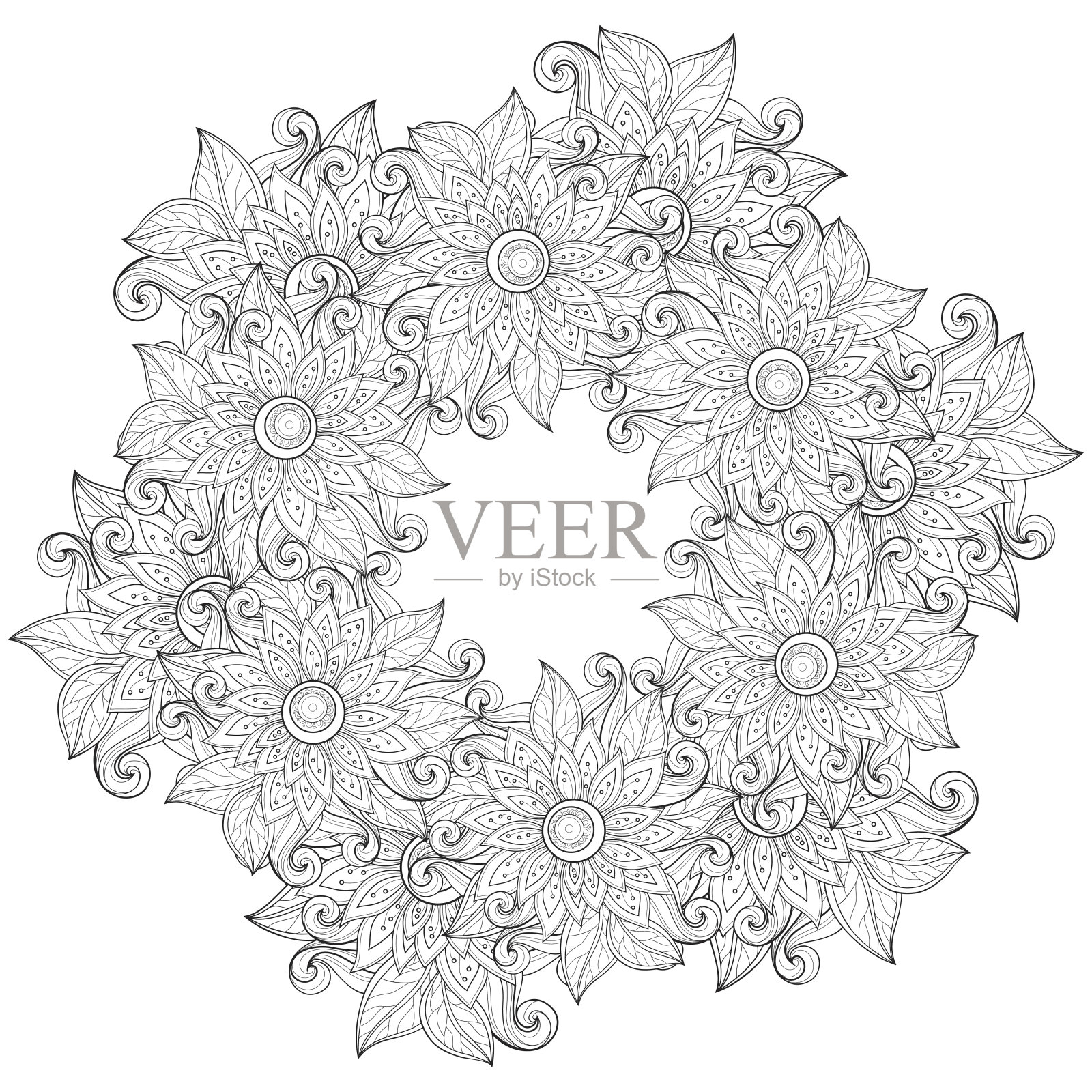 向量单色花背景插画图片素材