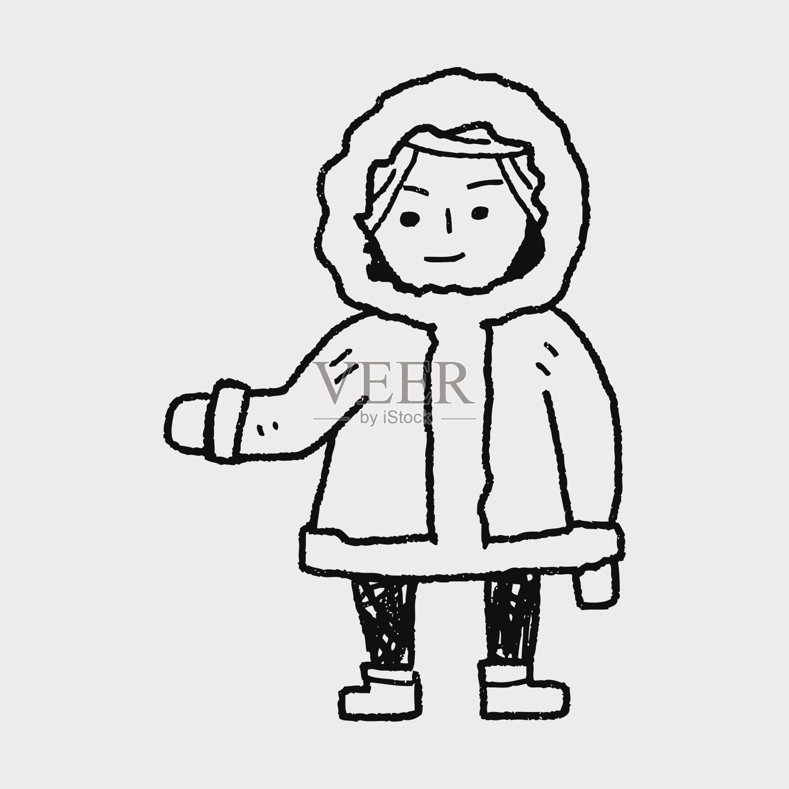 爱斯基摩人涂鸦插画图片素材