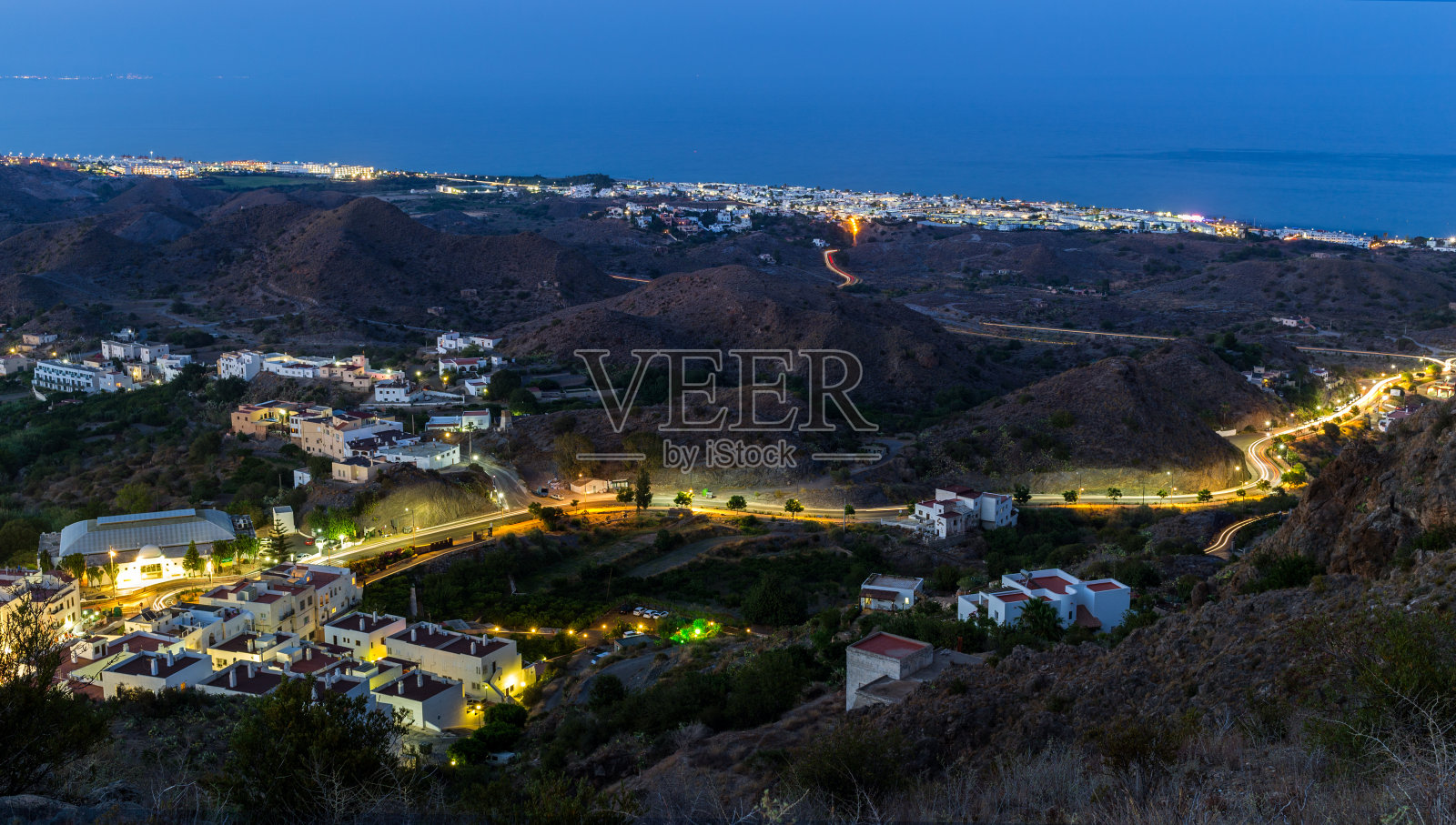 Mojacar夜间照片摄影图片