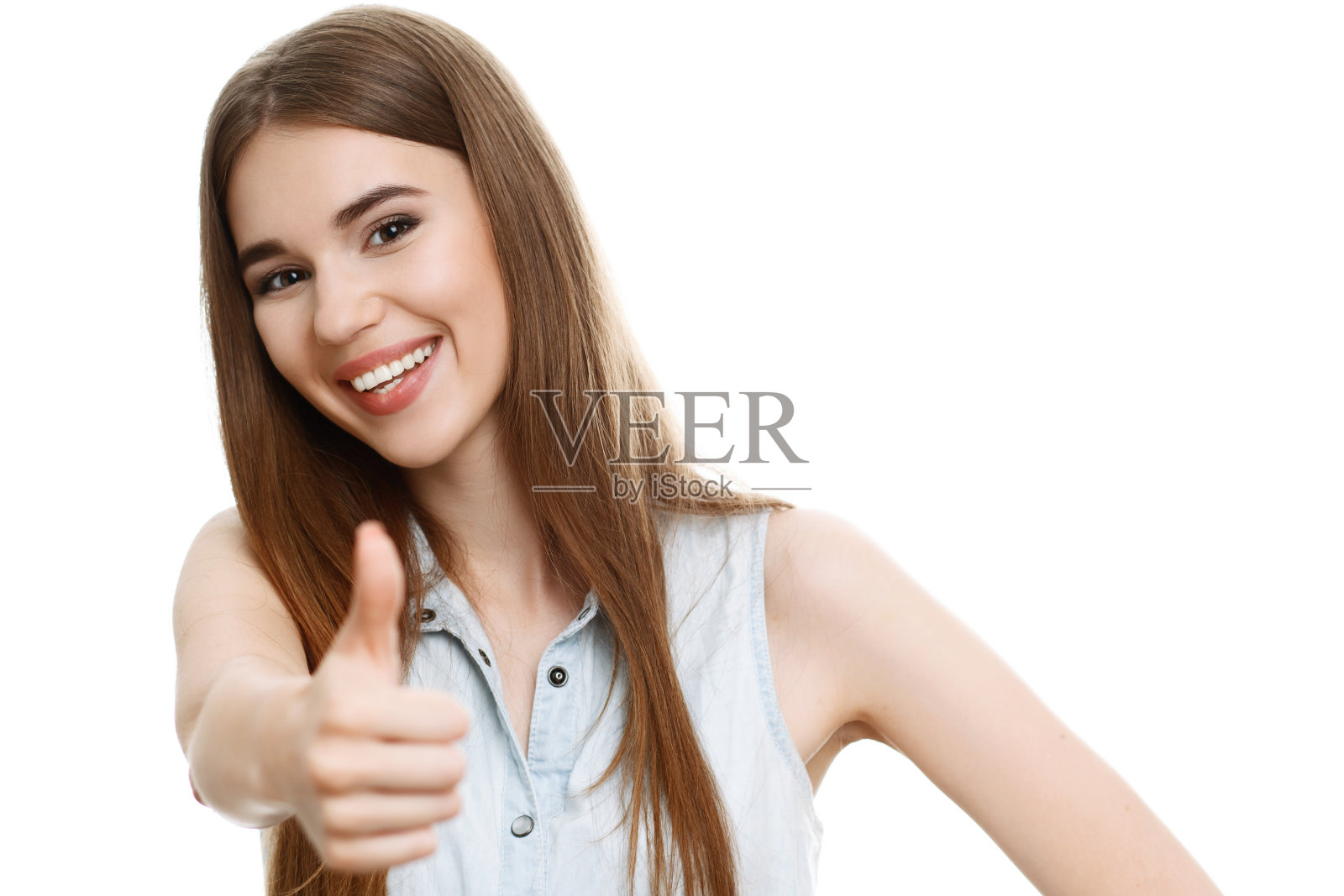 一个美丽的情感女孩摆姿势的肖像照片摄影图片