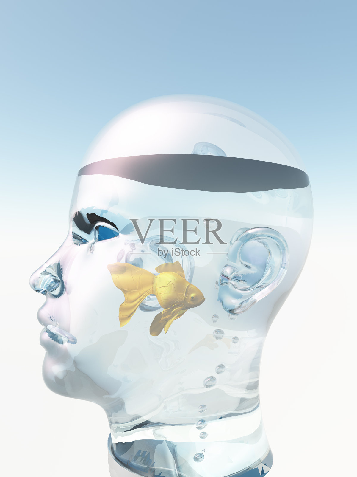 人头金鱼缸照片摄影图片