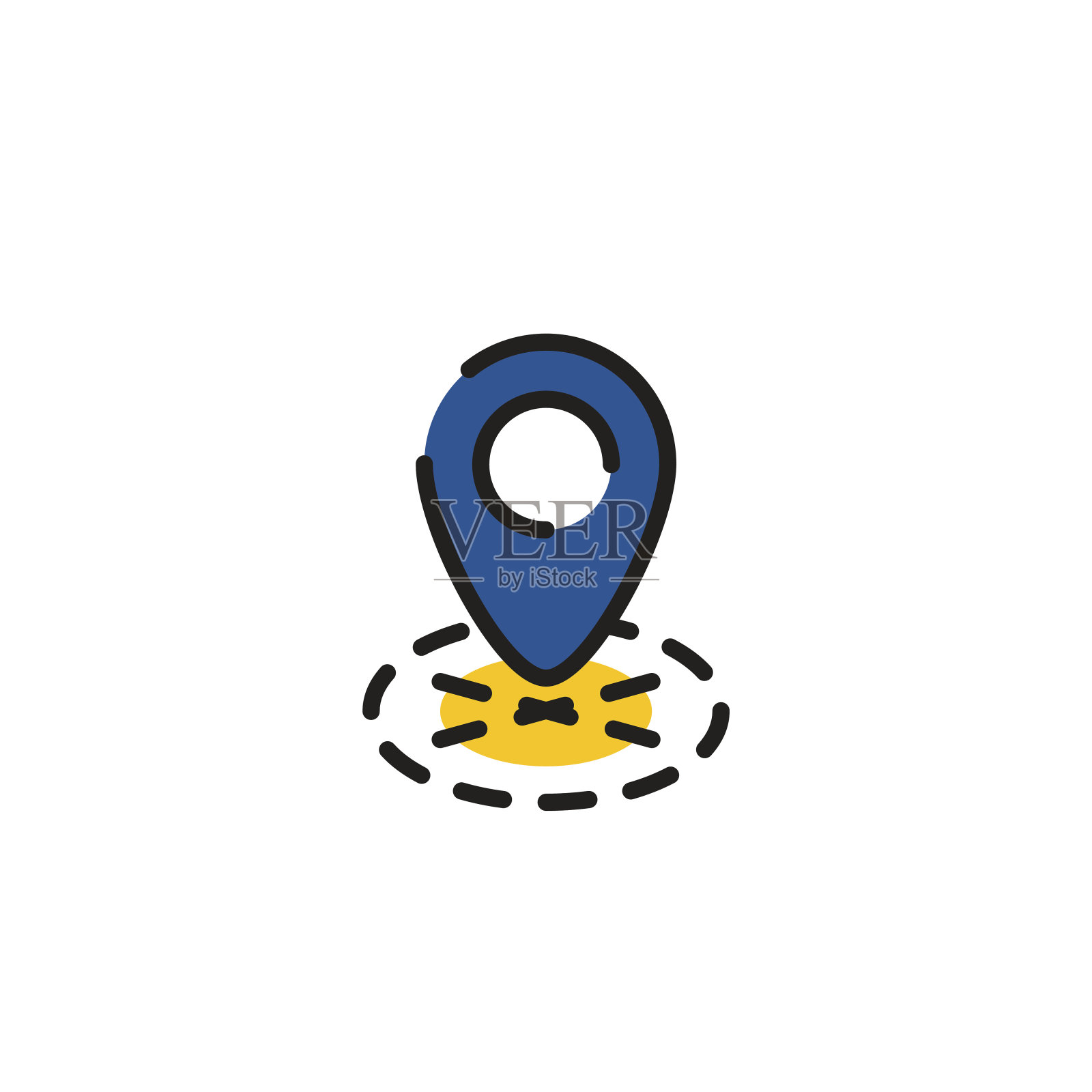 平面设计的彩色线图标。地图标记插画图片素材