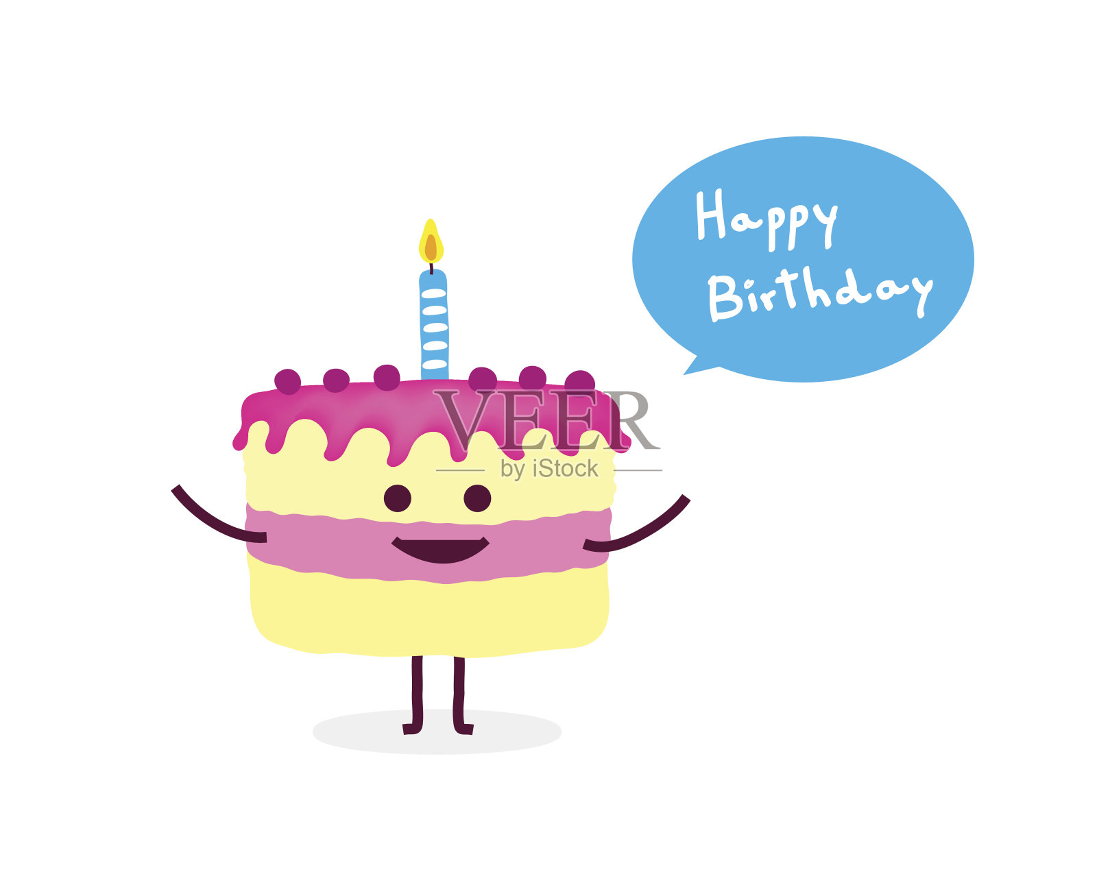 生日蛋糕卡,矢量插图插画图片素材