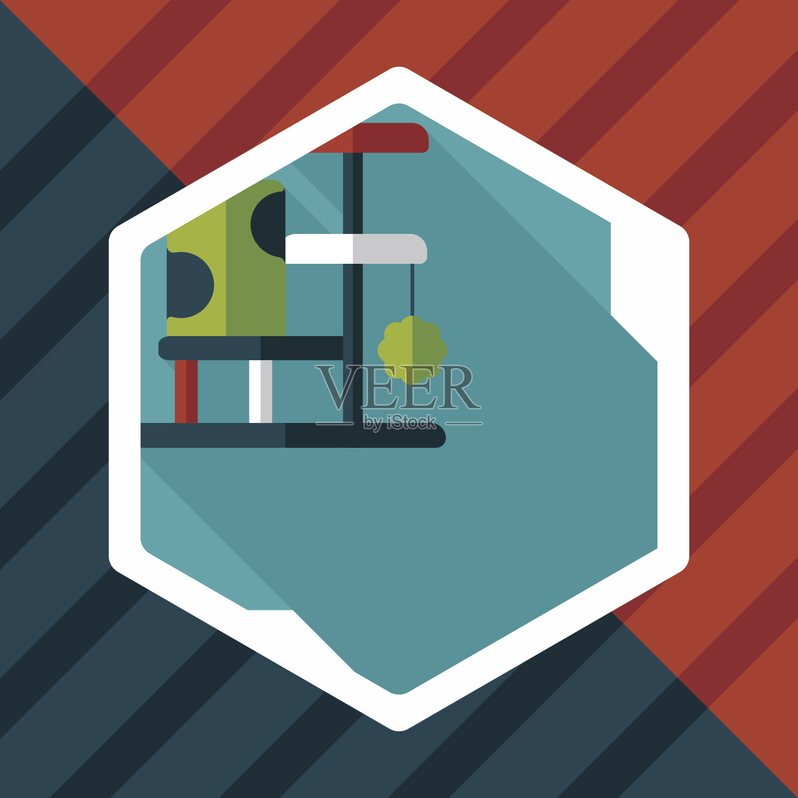 宠物猫树平图标长阴影,eps10插画图片素材