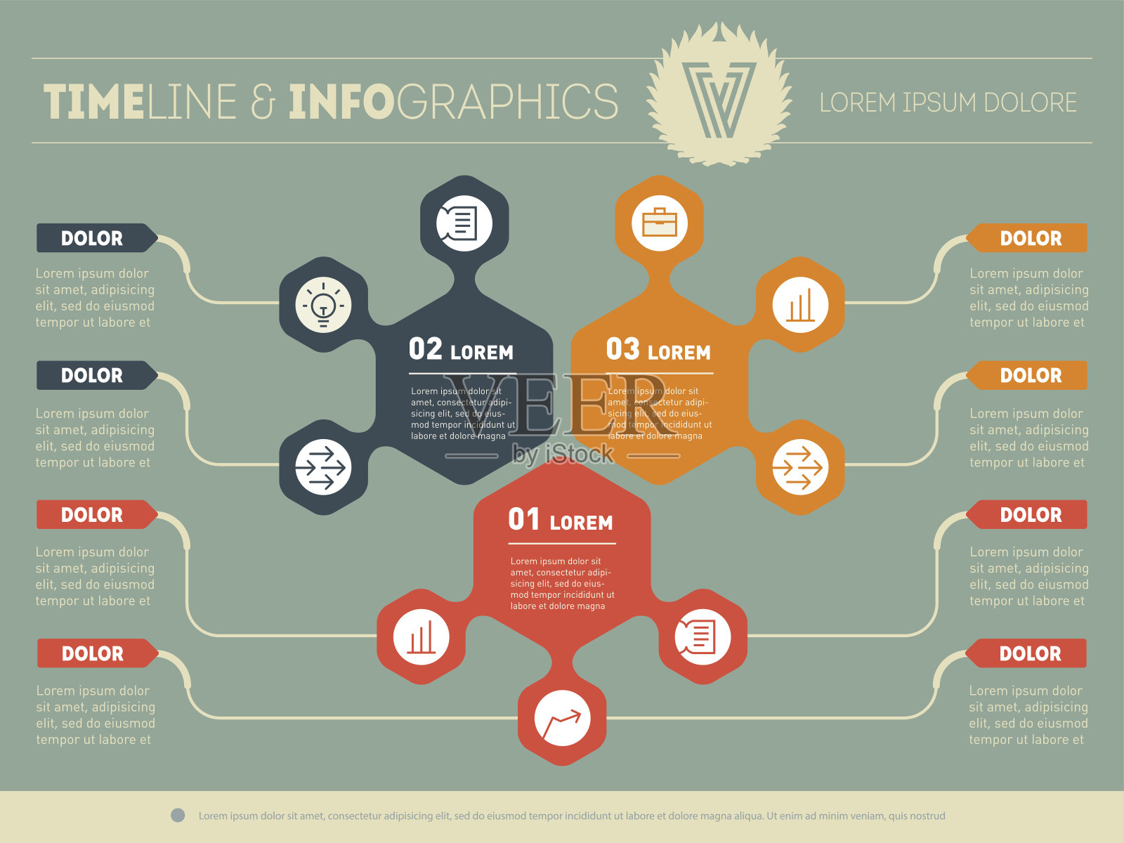 带有标志和图标集的部分报告。向量插画图片素材