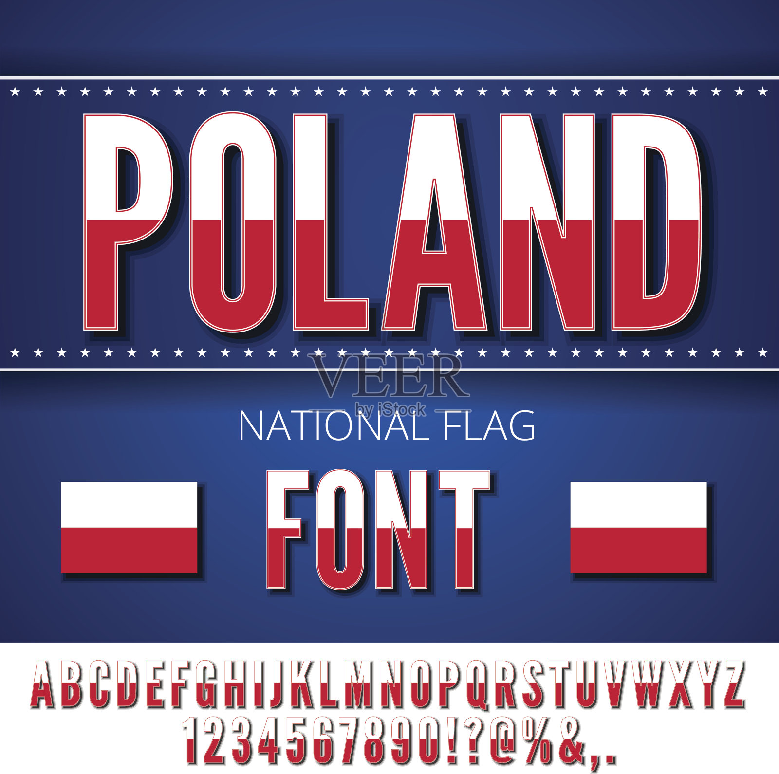 波兰国旗字体插画图片素材