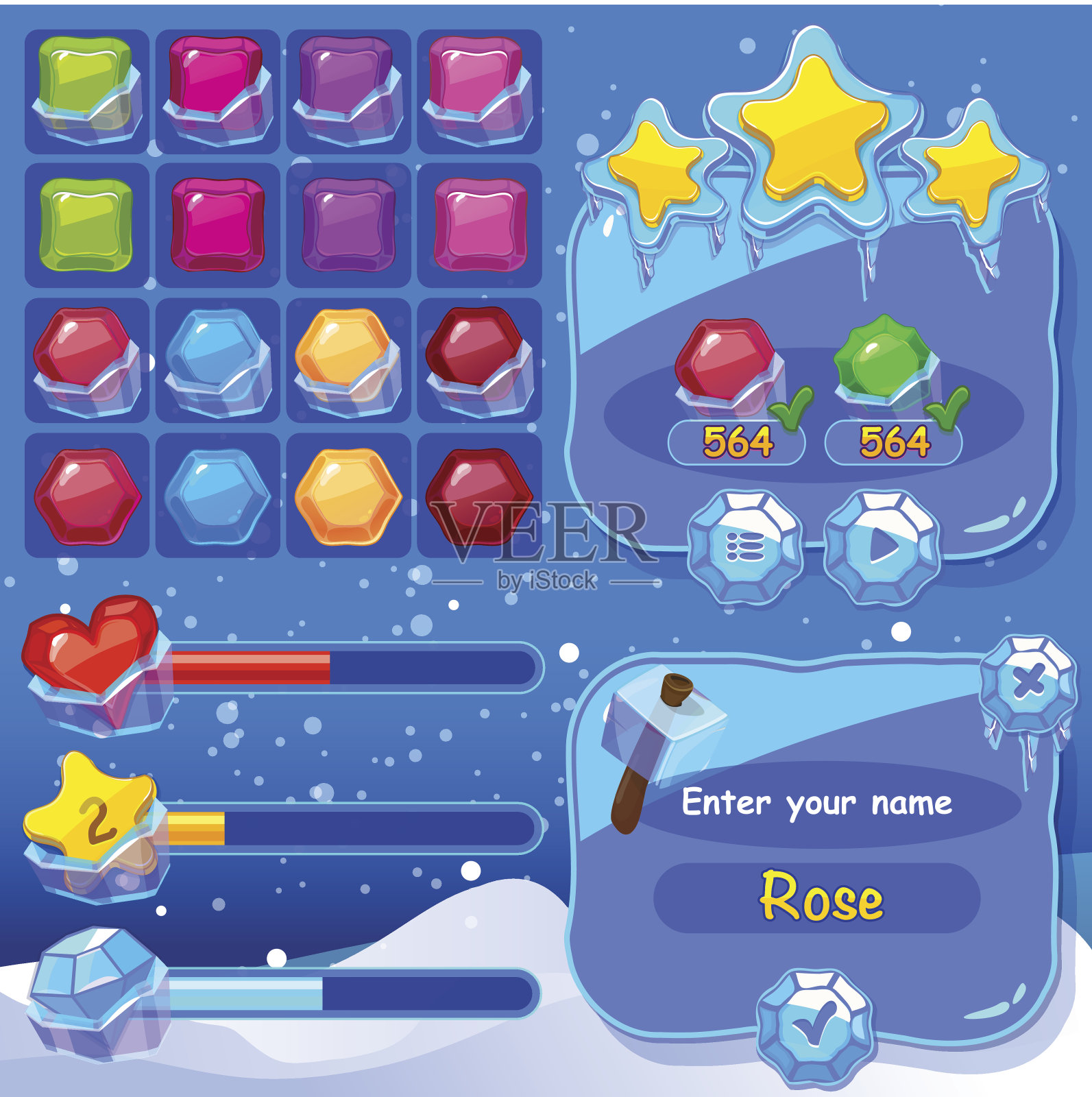 界面游戏设计(游戏中的按钮图标资源)插画图片素材