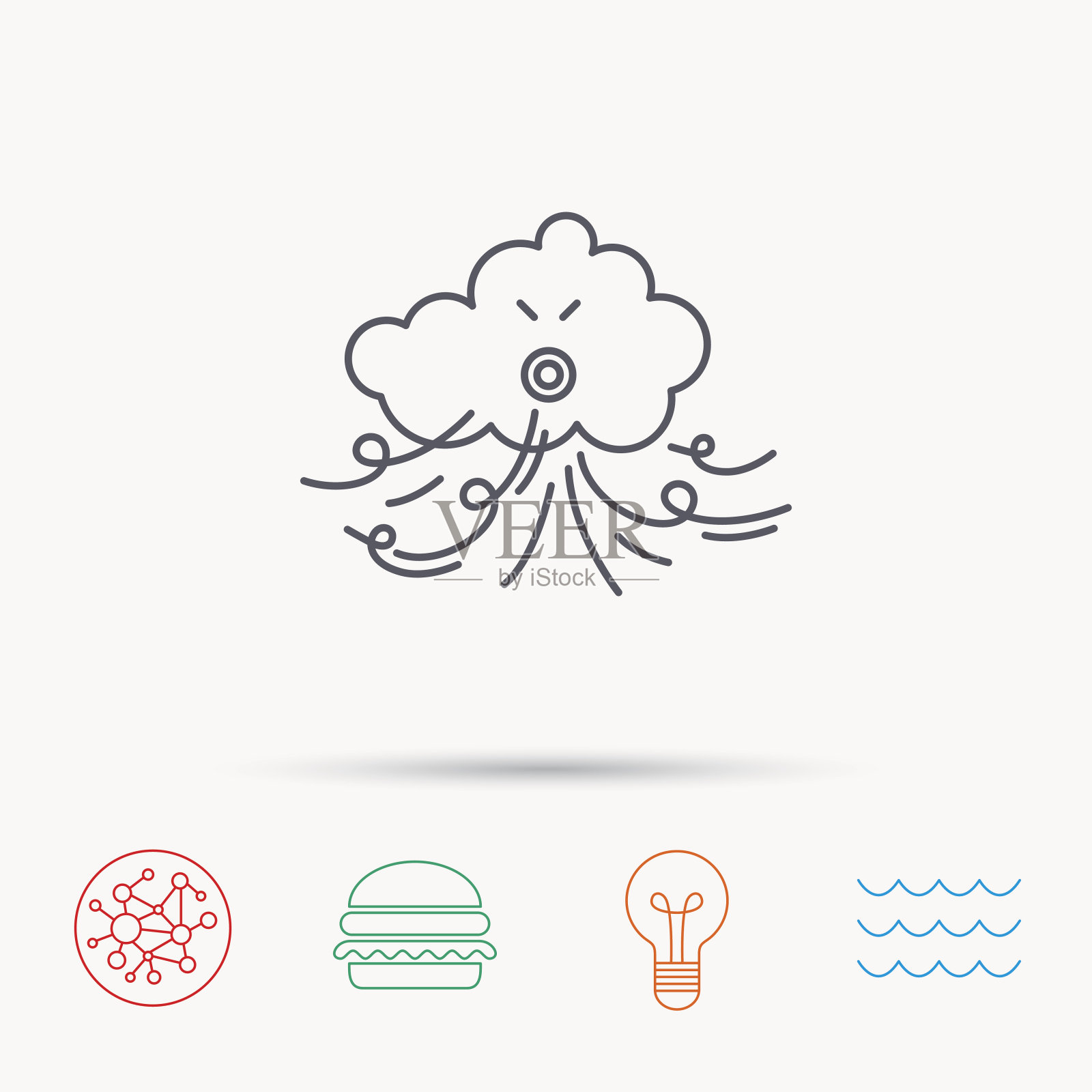 风图标。乌云有风暴的迹象。插画图片素材