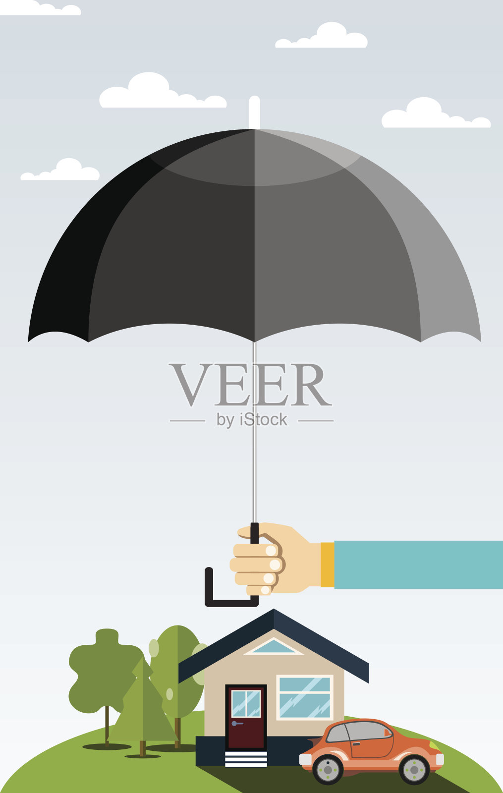 财产安全的概念,插画图片素材