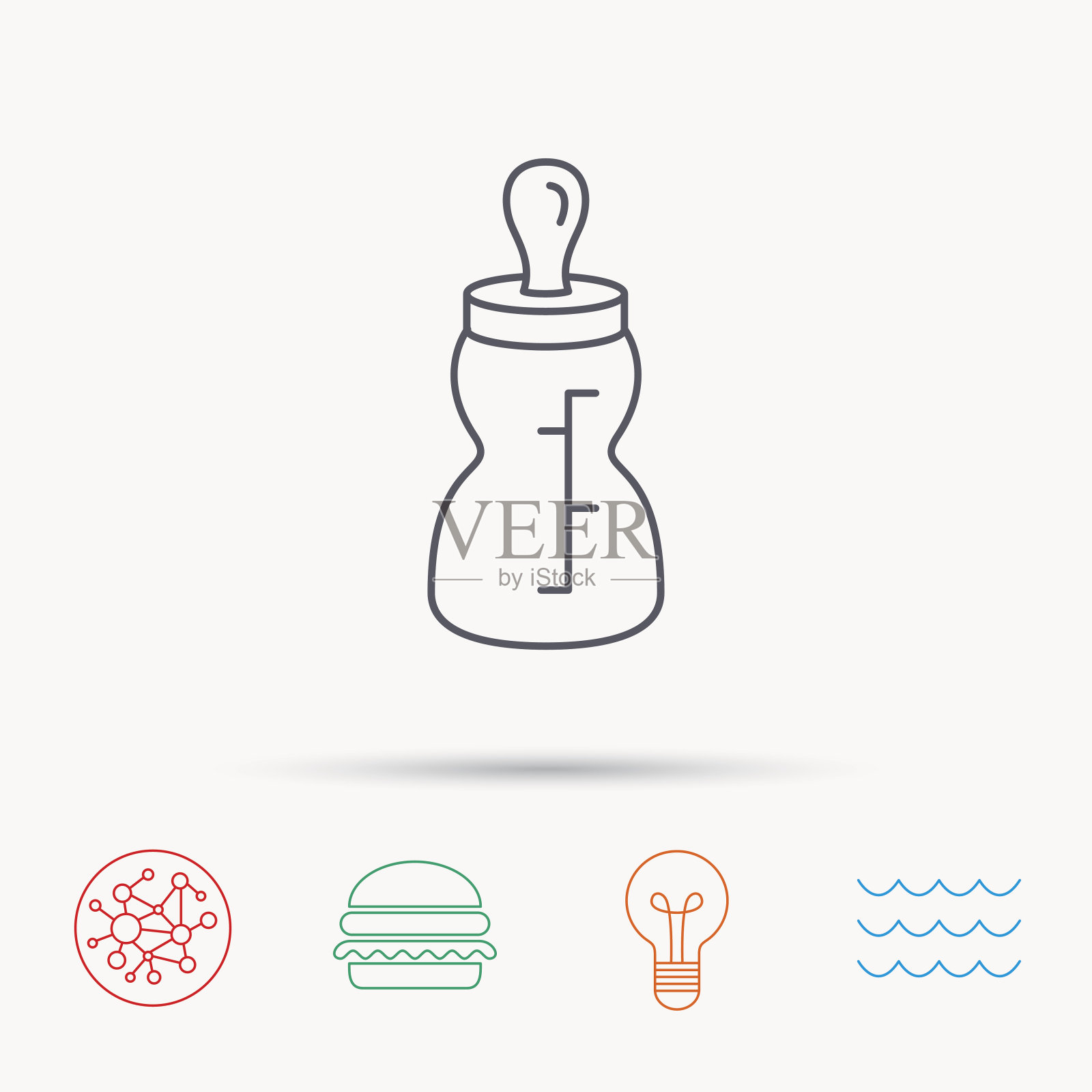 奶瓶图标。喝有奶嘴的杯子。图标素材