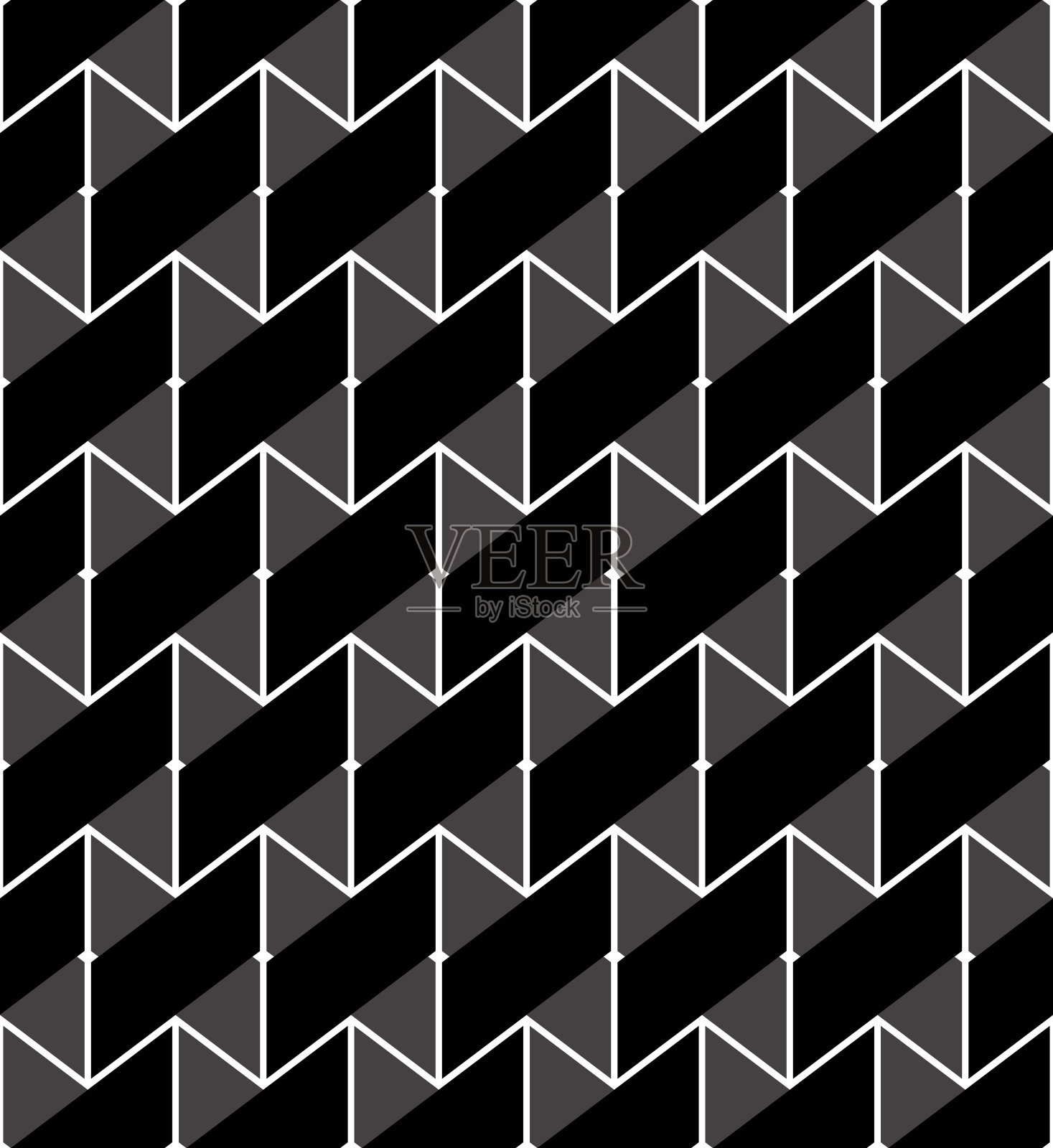 黑白几何无缝图案。插画图片素材