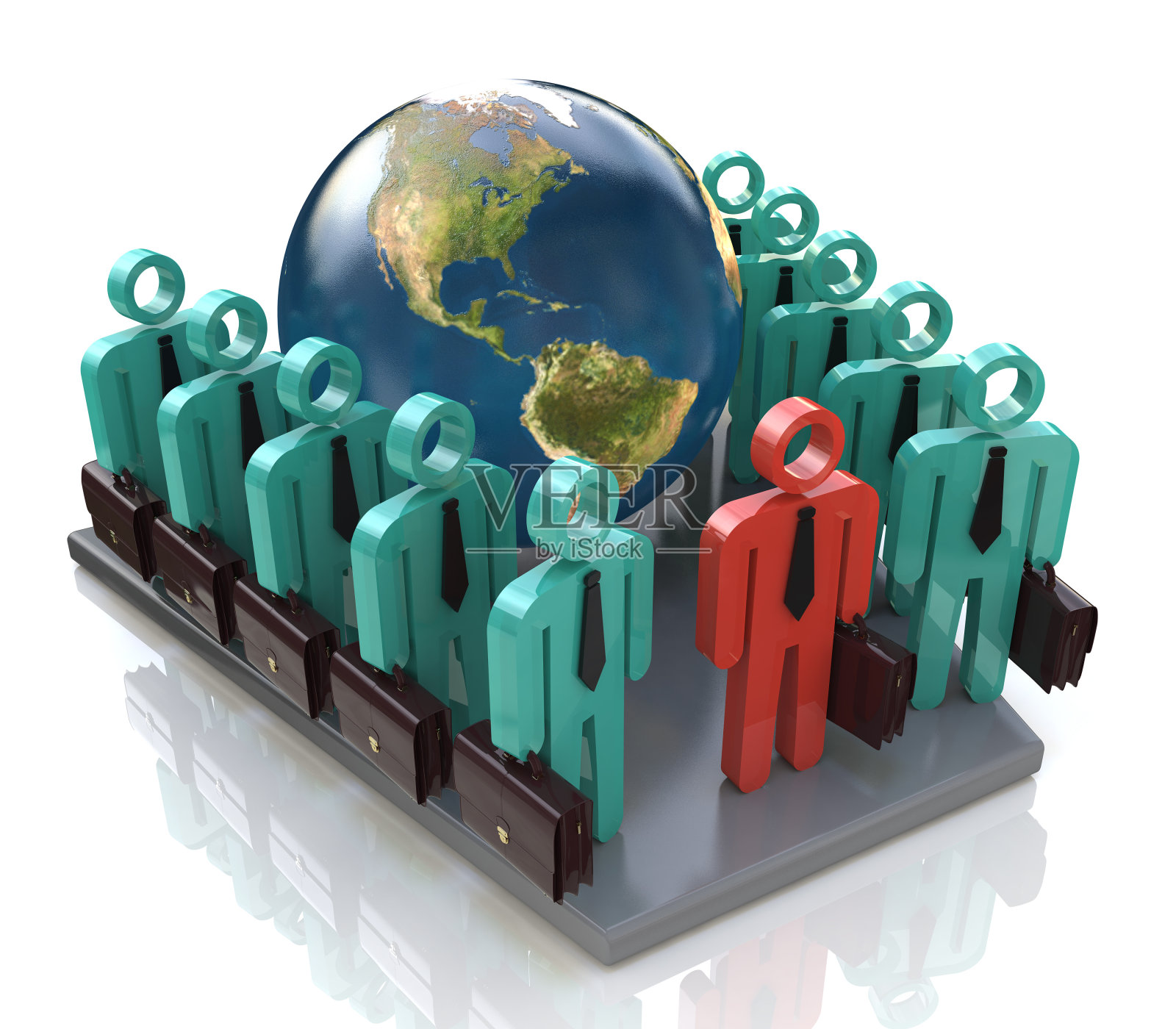 一群全球商务人士向前迈进,成为领袖照片摄影图片