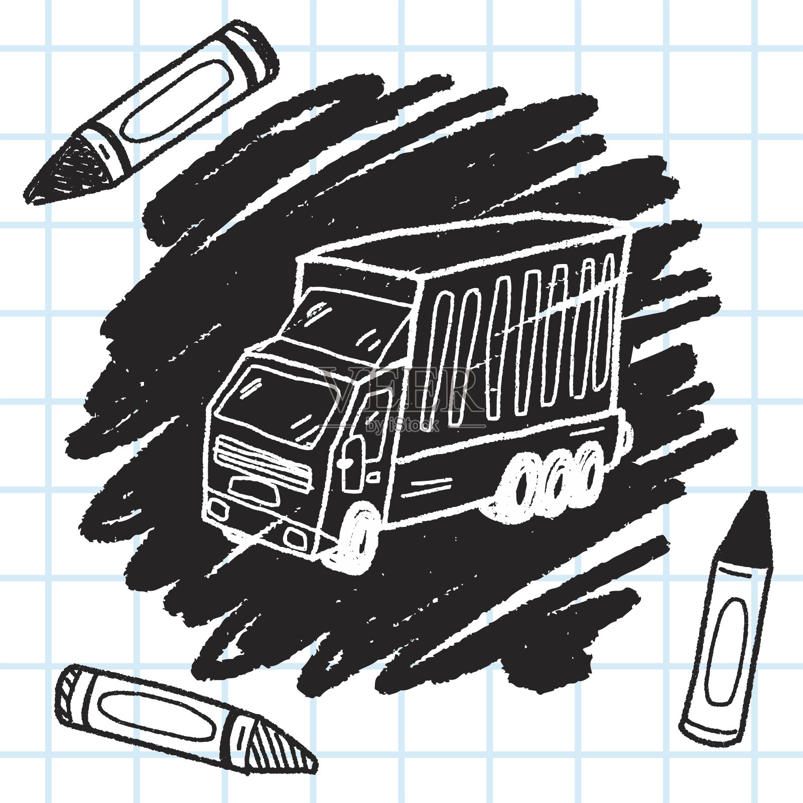 卡车涂鸦插画图片素材