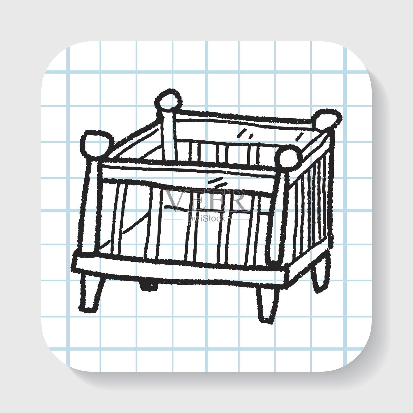 婴儿床上涂鸦插画图片素材