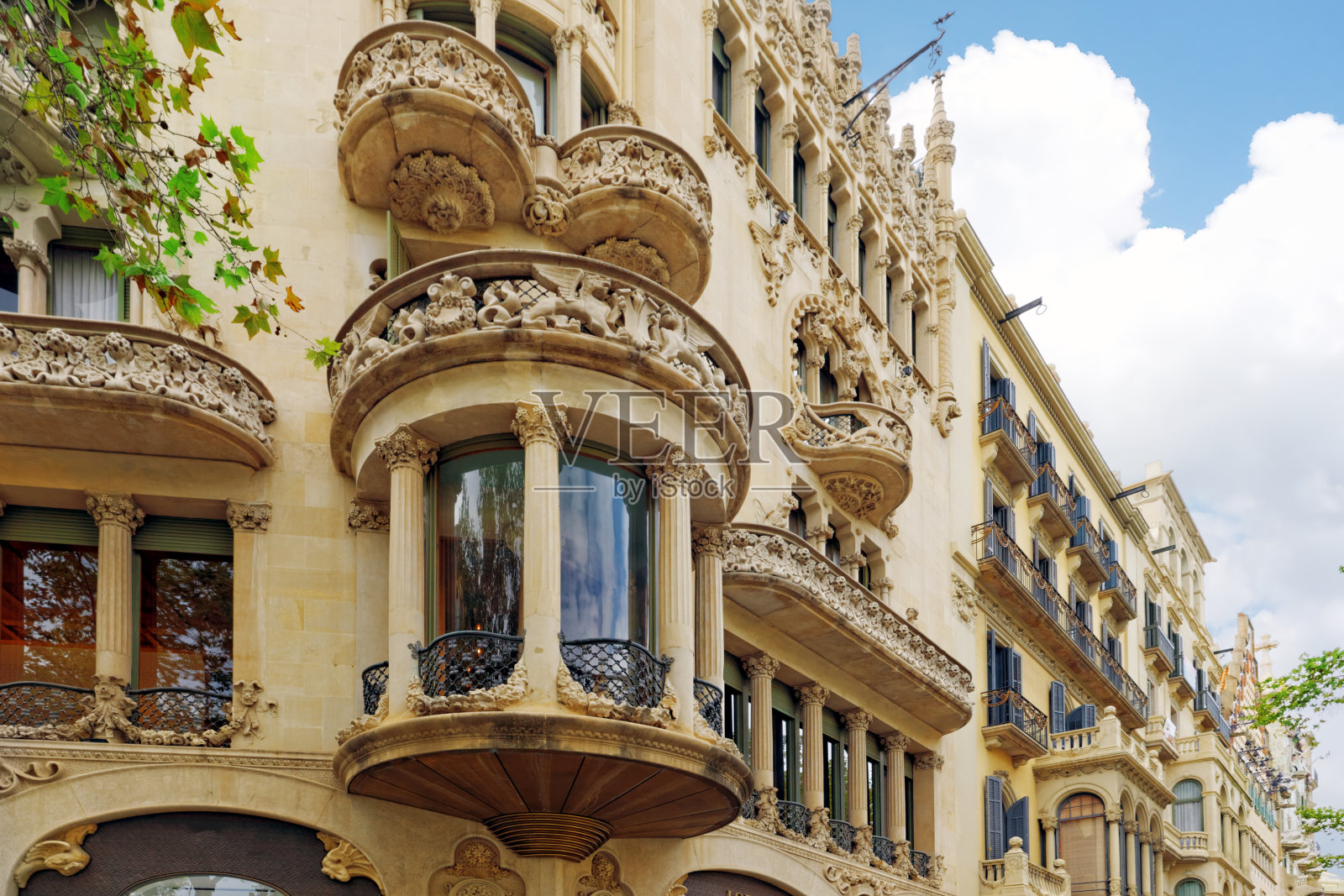 巴塞罗那市内美丽的历史景观照片摄影图片