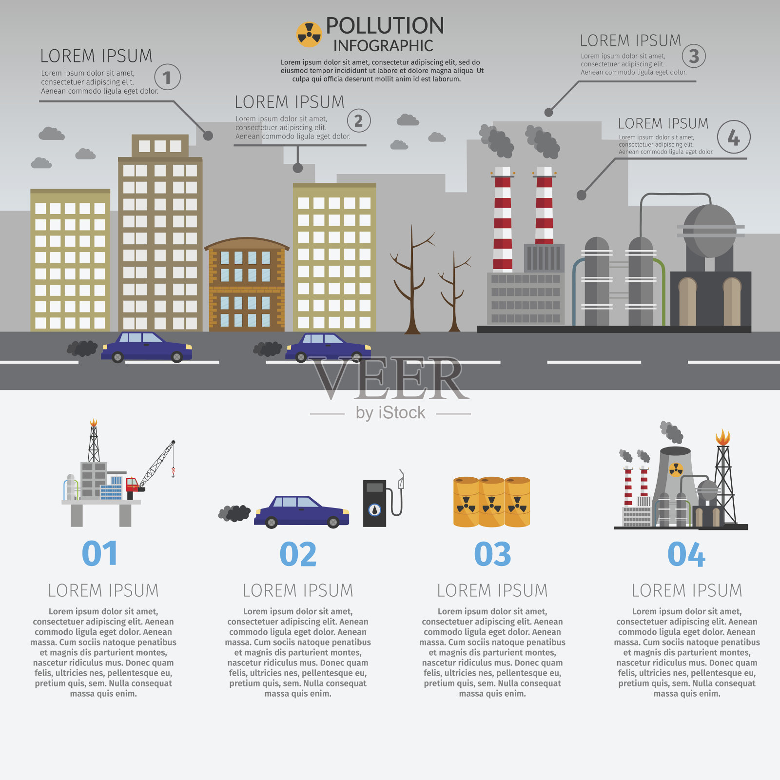 生态信息向量要素图与环境风险与污染插画图片素材