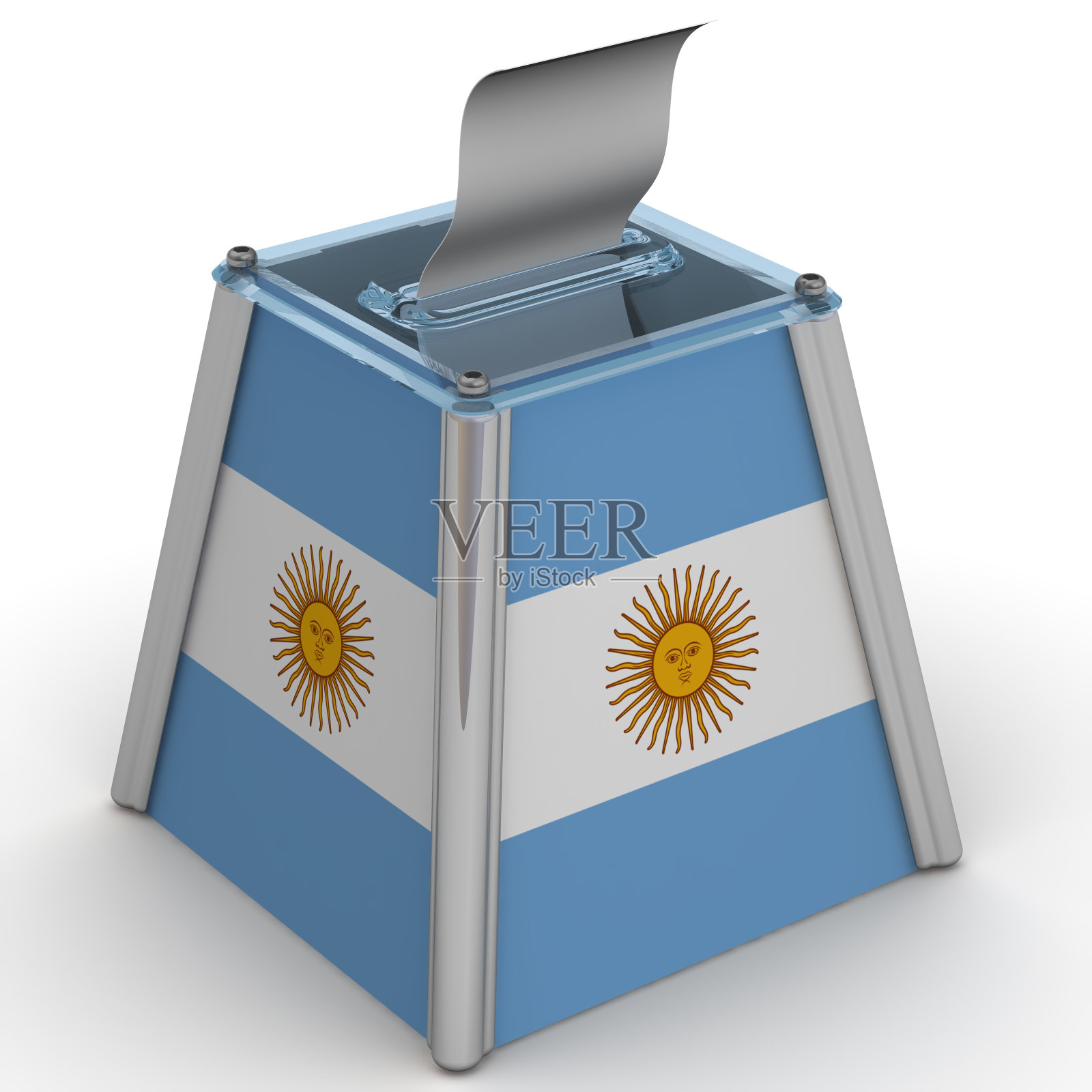 带有阿根廷国旗的投票箱照片摄影图片
