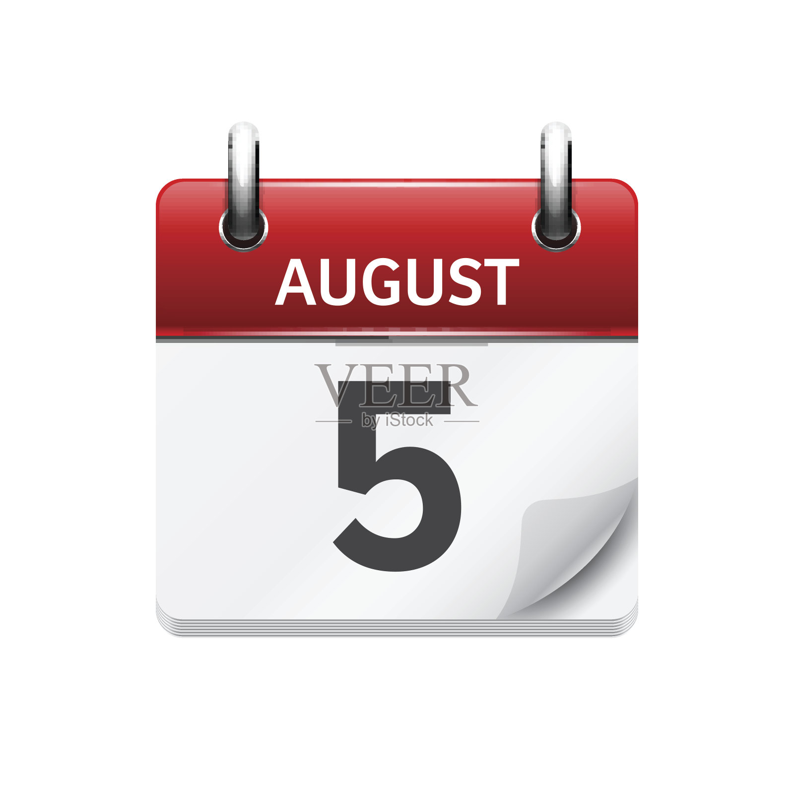 8月5日。矢量平面日日历图标。日期和时间插画图片素材