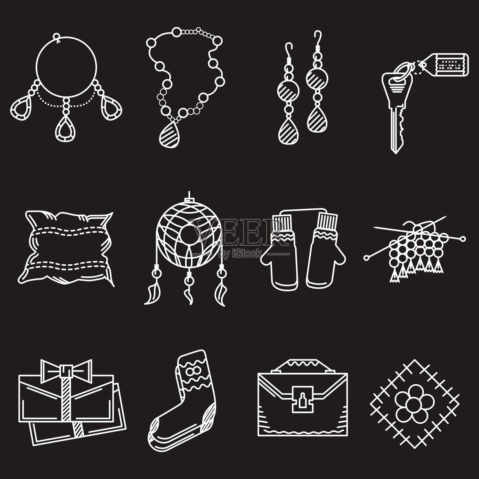 手工物品的白线矢量图标插画图片素材