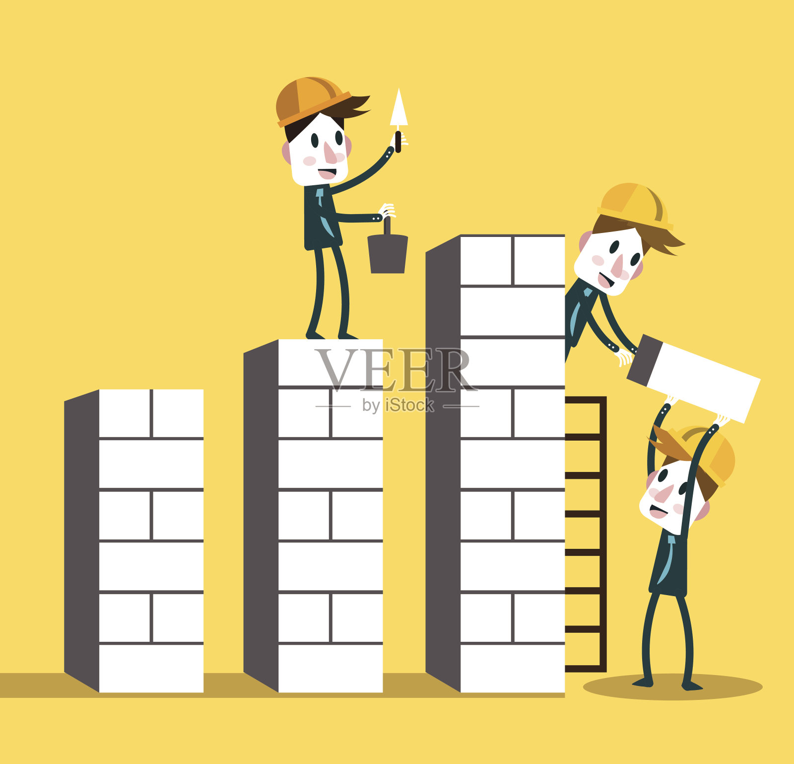 业务团队构建更高的增长图表。插画图片素材