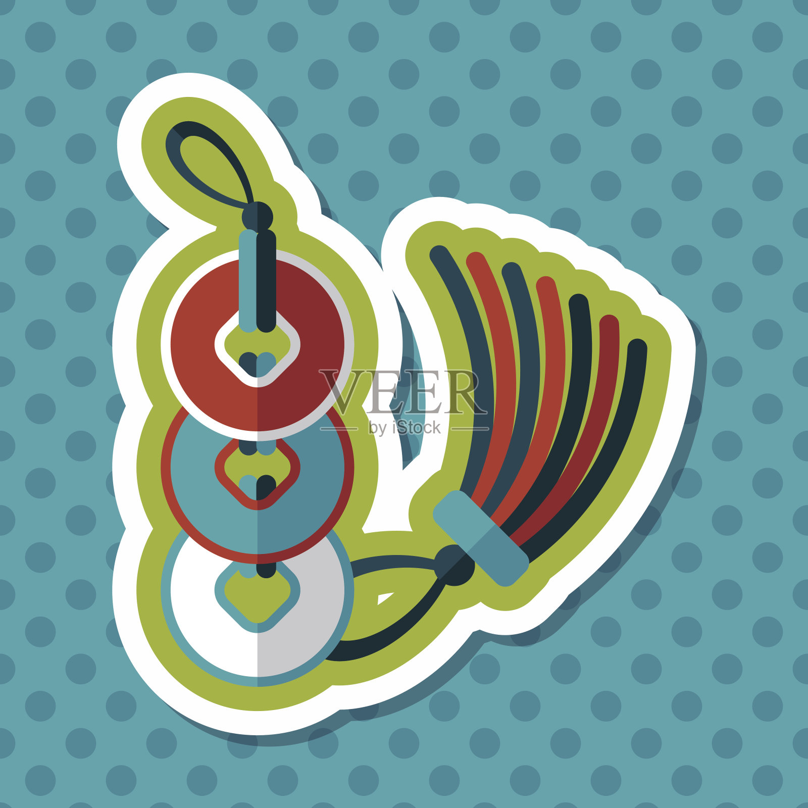 中国新年的长影子的扁平图标,eps10,插画图片素材