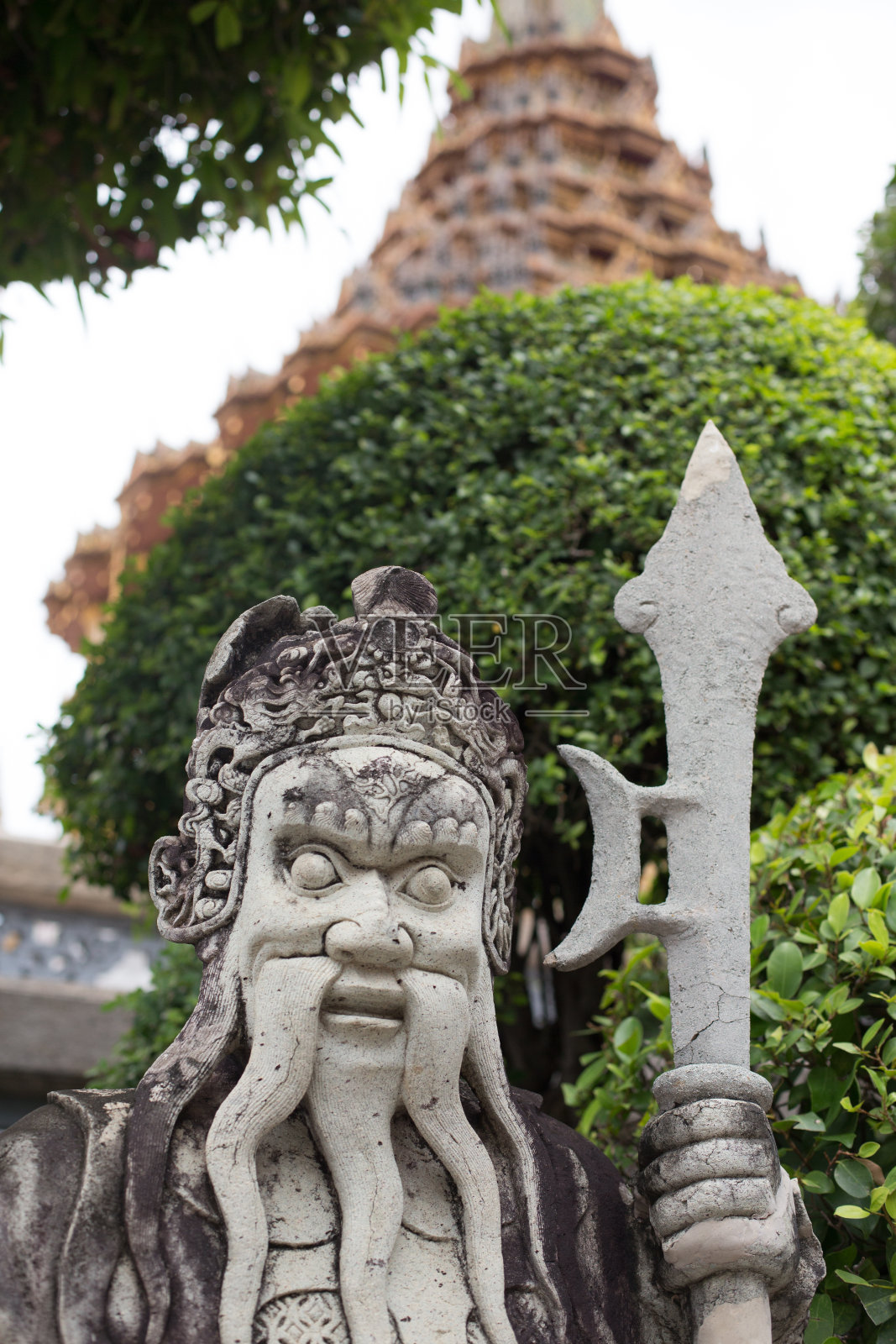 武士石像,大皇宫,泰国曼谷。照片摄影图片