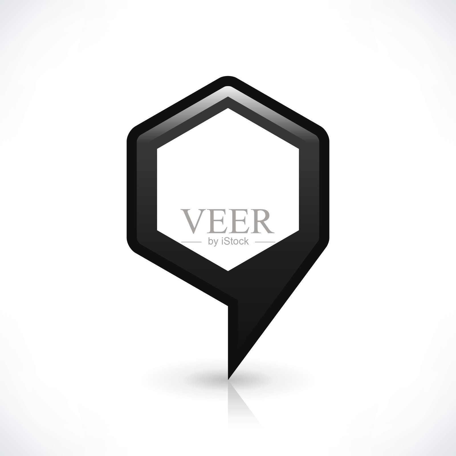 黑色空白地图引脚标志六边形位置图标图标素材