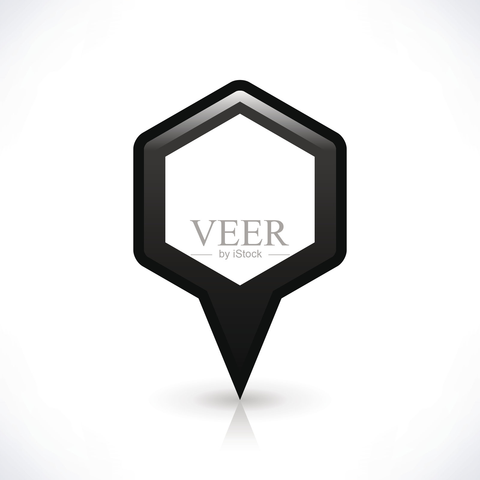 黑色空白地图引脚标志六边形位置图标图标素材