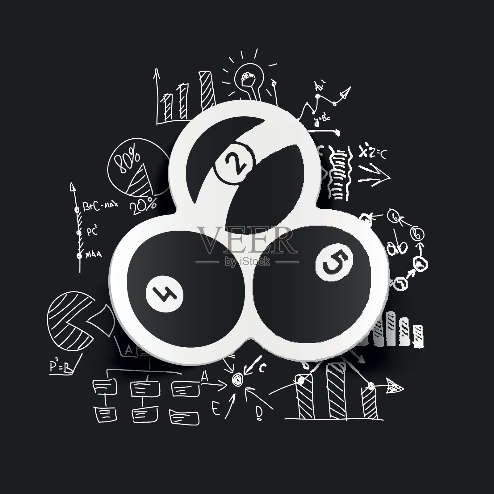 绘制业务公式:台球插画图片素材