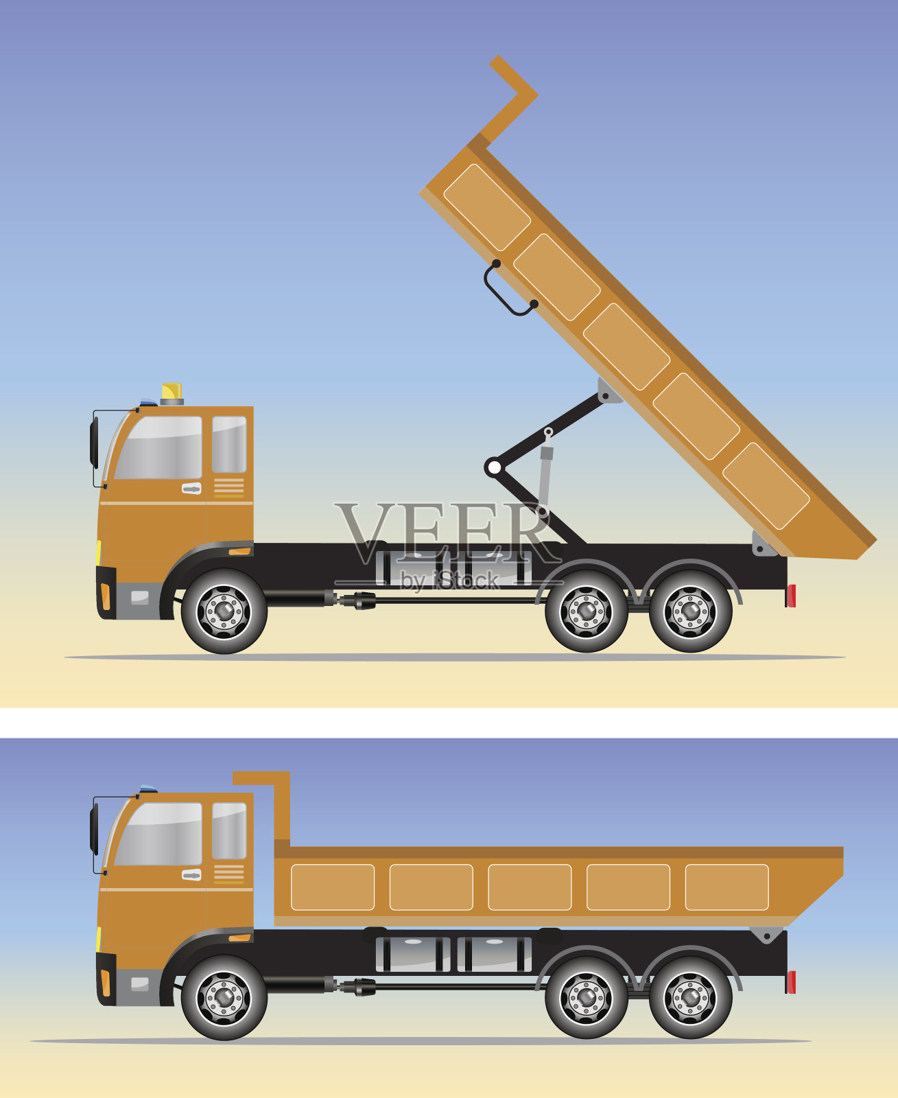 大倾卸卡车的侧视图插画图片素材