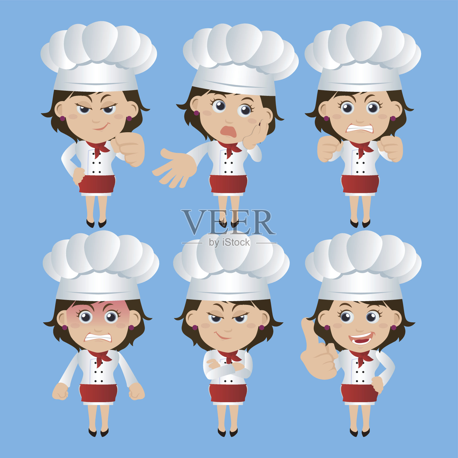 不同姿势的厨师角色集插画图片素材