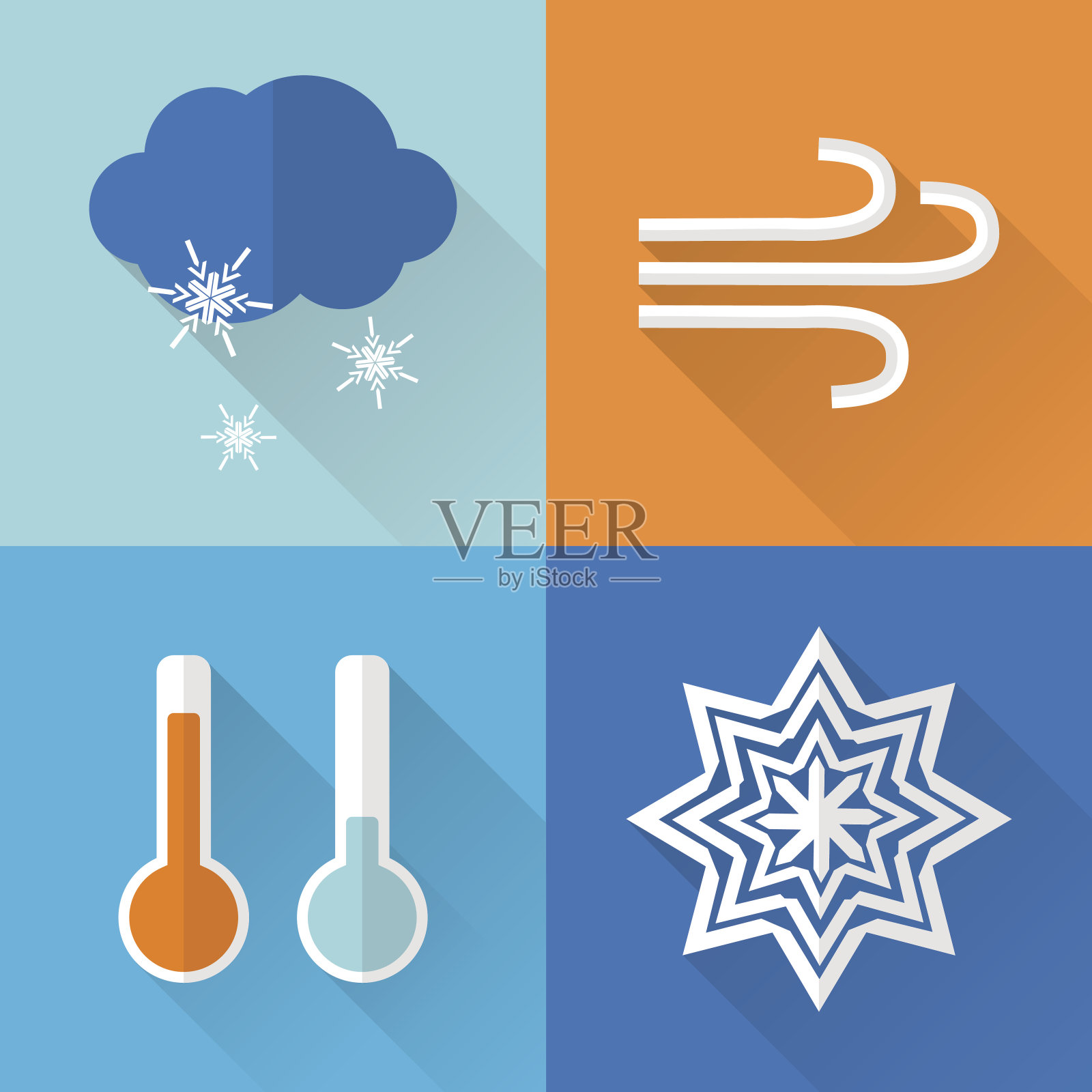 扁平样式的天气图标插画图片素材