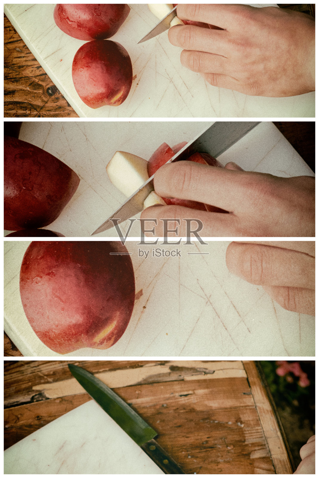 苹果-复古多镜头相机风格-过度胶片颗粒照片摄影图片