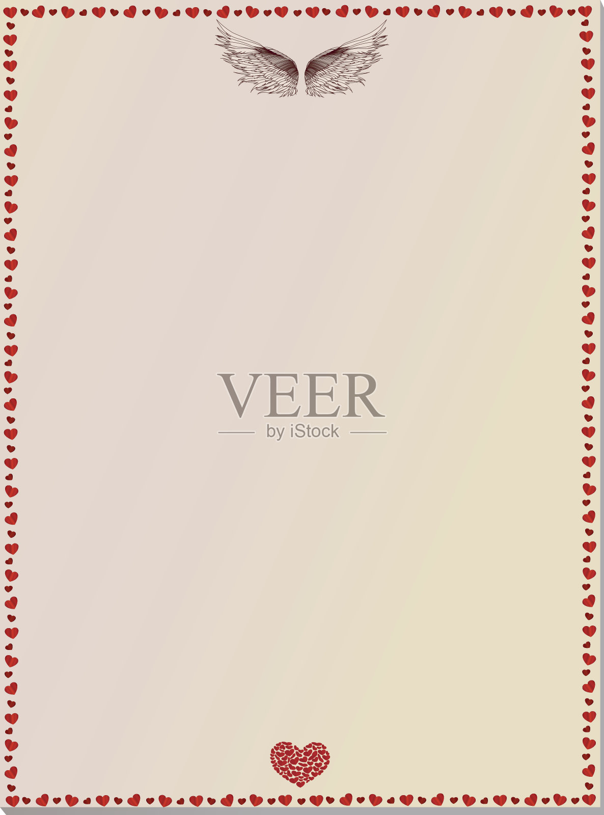 空空如也,有心灵和翅膀。卡的节日。情人节插画图片素材