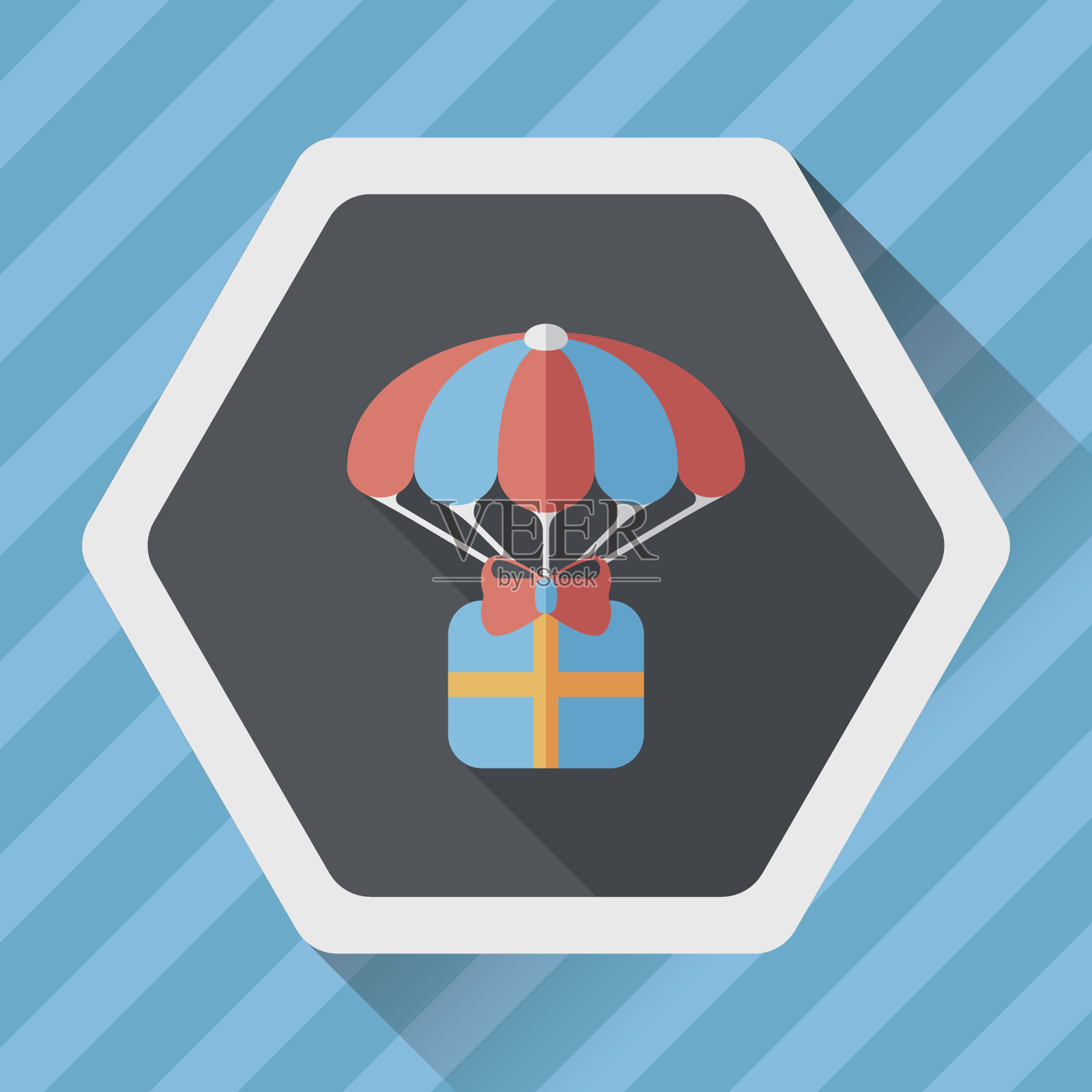 圣诞礼物平面图标与长影子,eps10插画图片素材