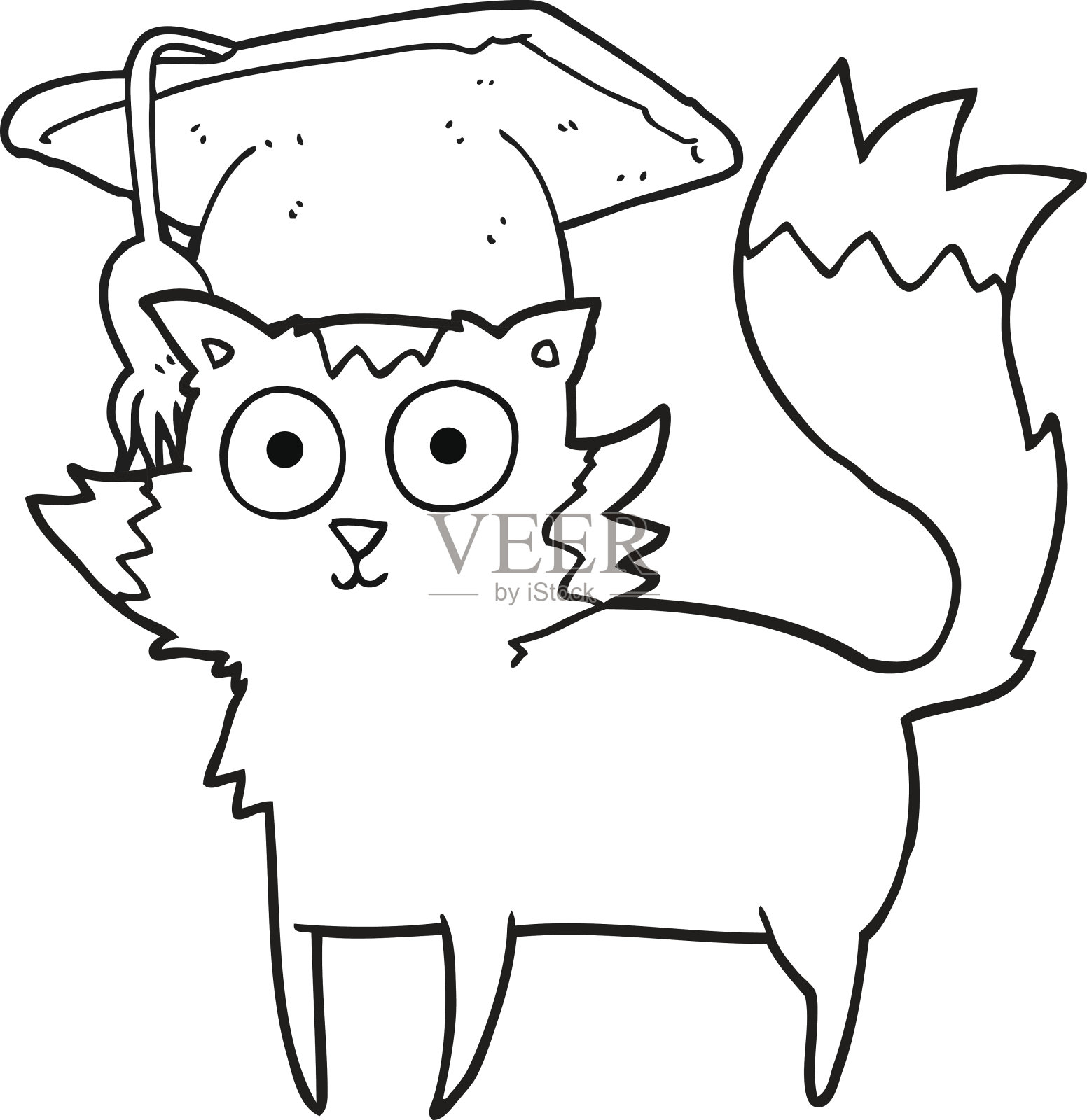 黑白卡通猫毕业生插画图片素材