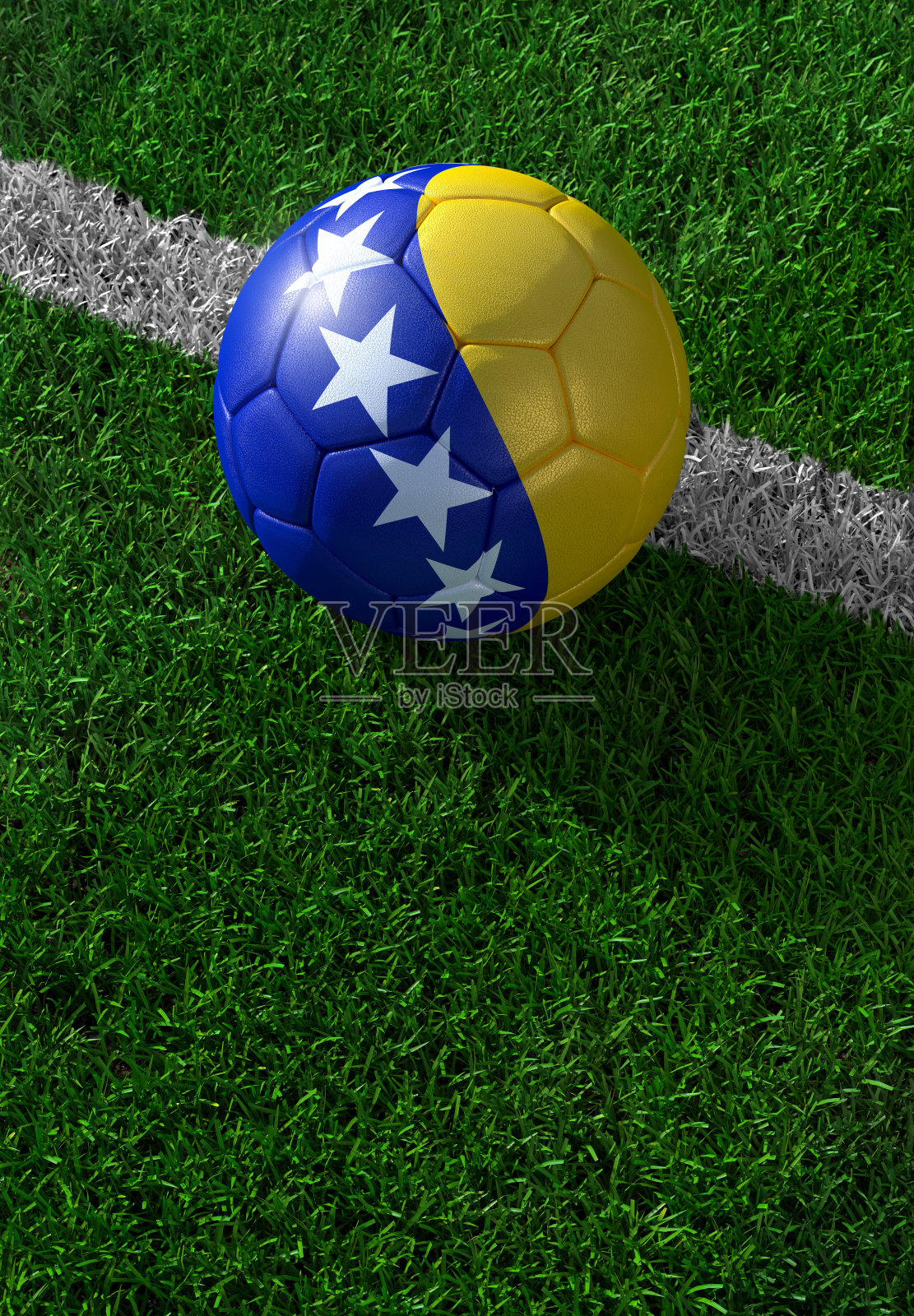 足球和波斯尼亚国旗,绿草照片摄影图片