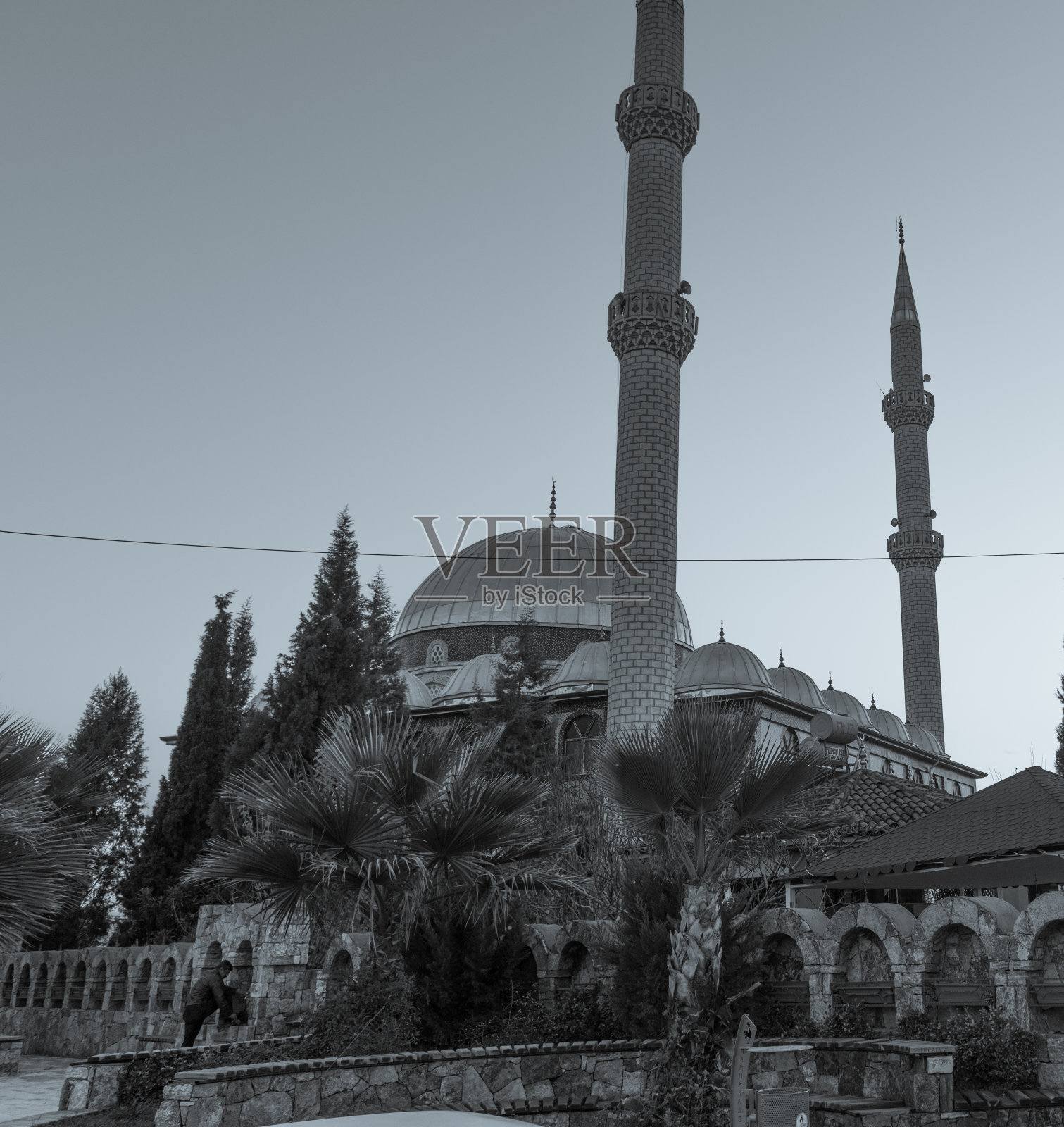 古老的清真寺宣礼塔照片摄影图片