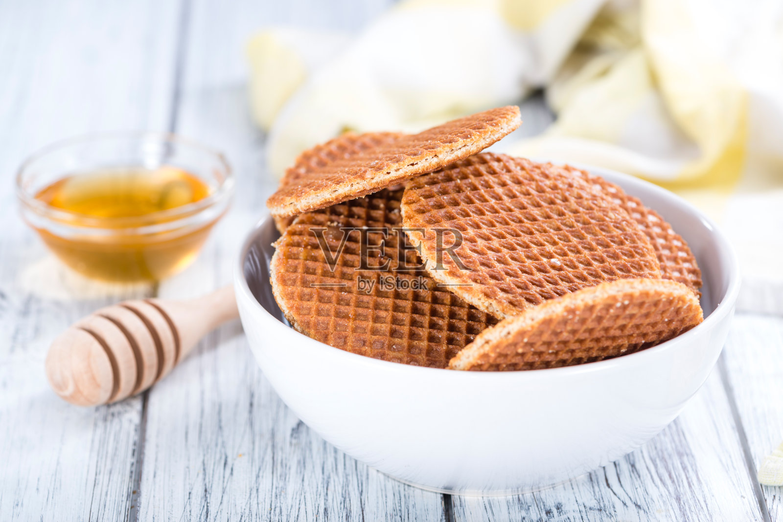 自制的蜂蜜华夫饼照片摄影图片