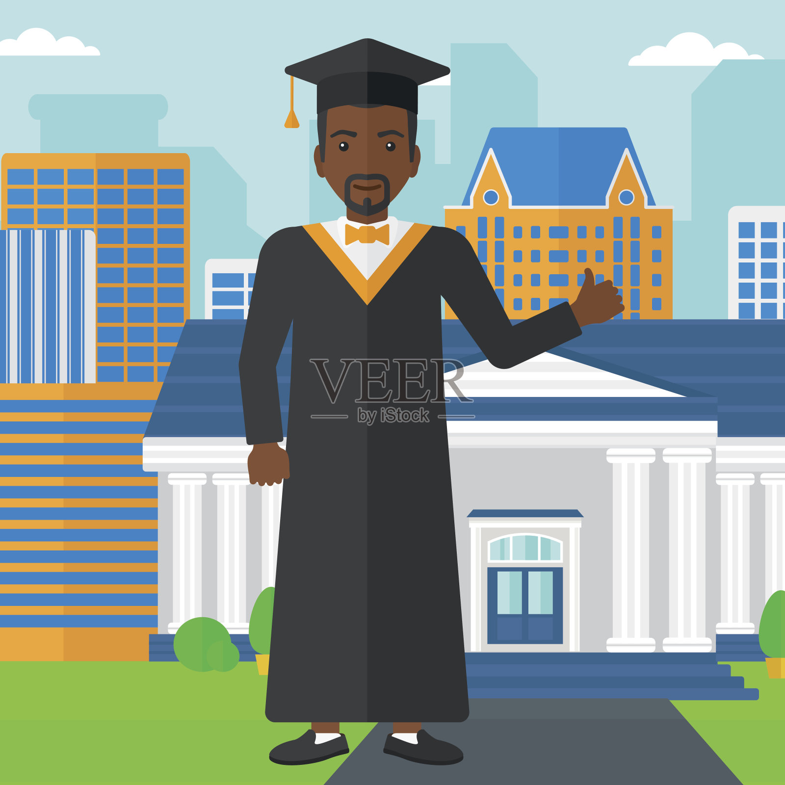 毕业生竖起大拇指插画图片素材