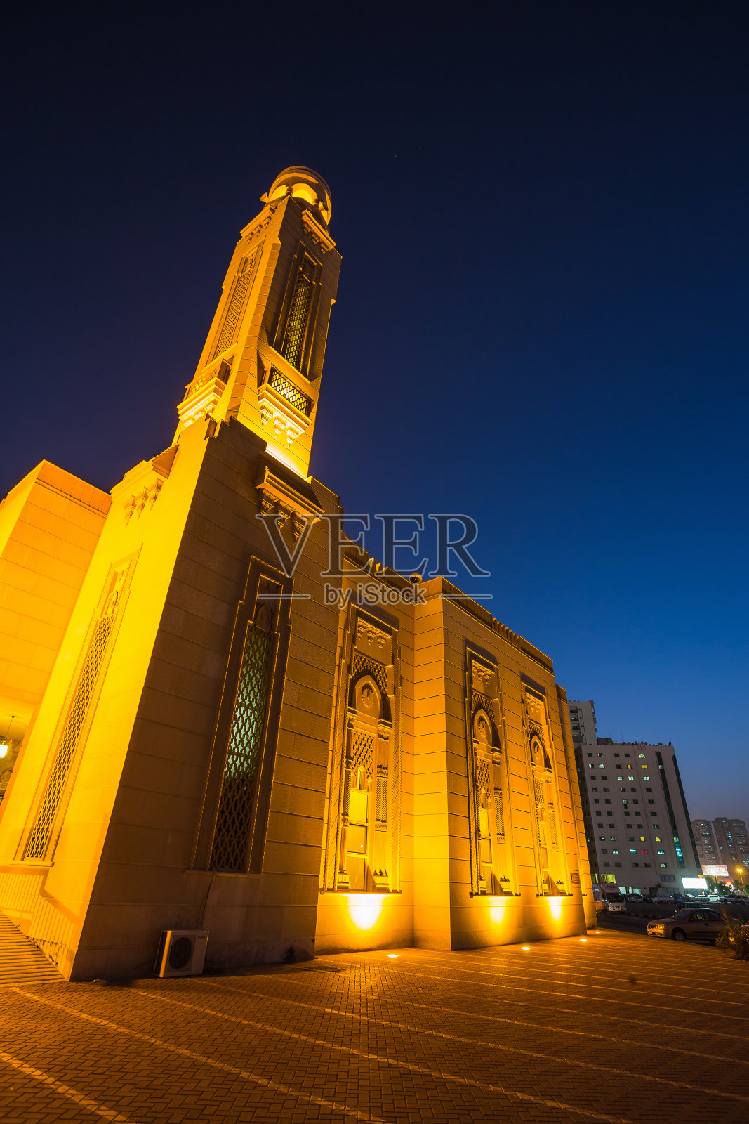 沙迦努尔清真寺夜景照片摄影图片