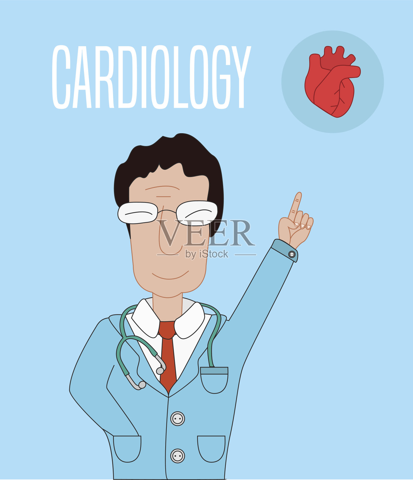 心脏病学概念说明。医生解释心脏结构的矢量图插画图片素材